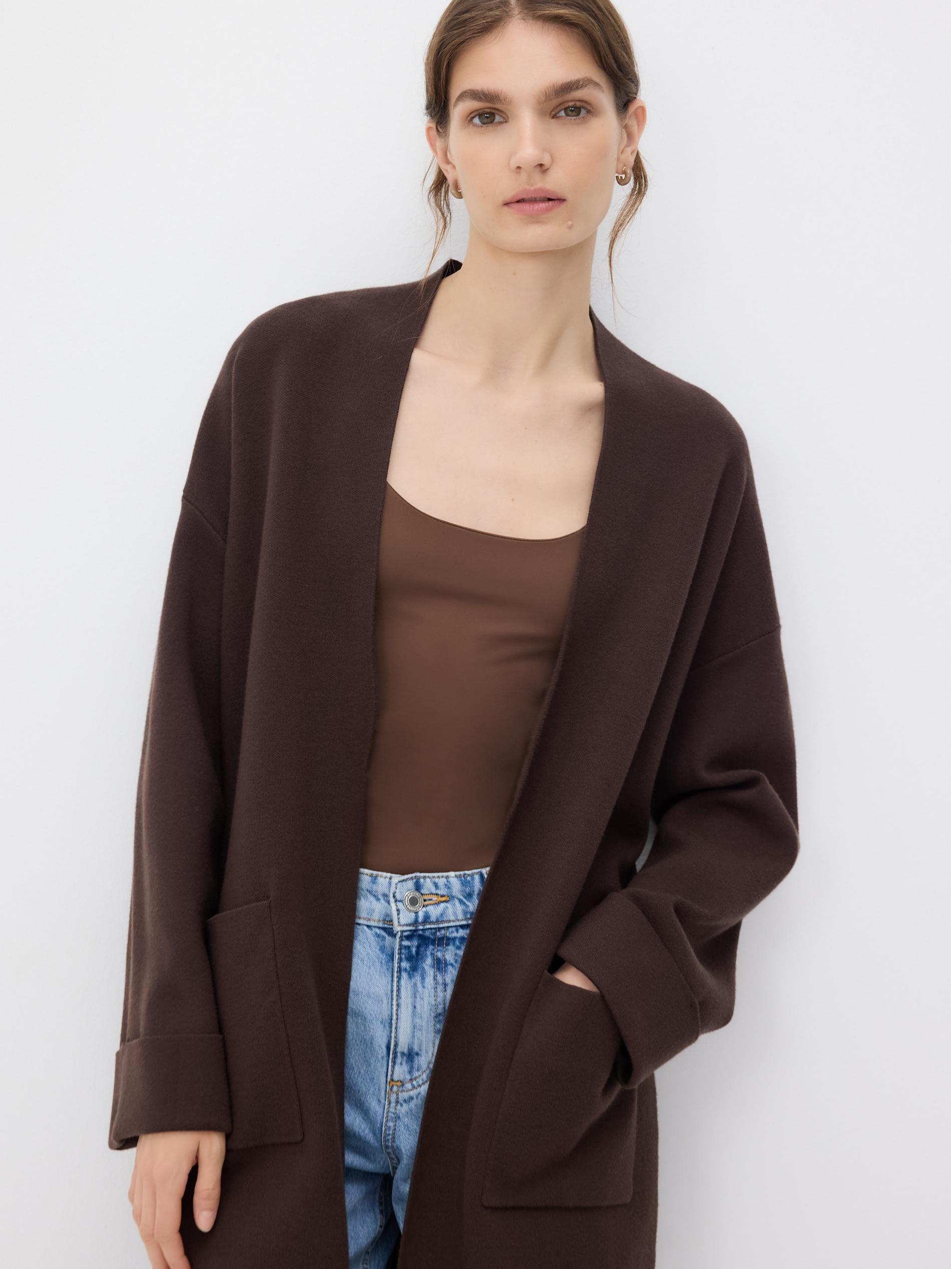 Brown Cardigan With Pockets, Brown, large image number 1