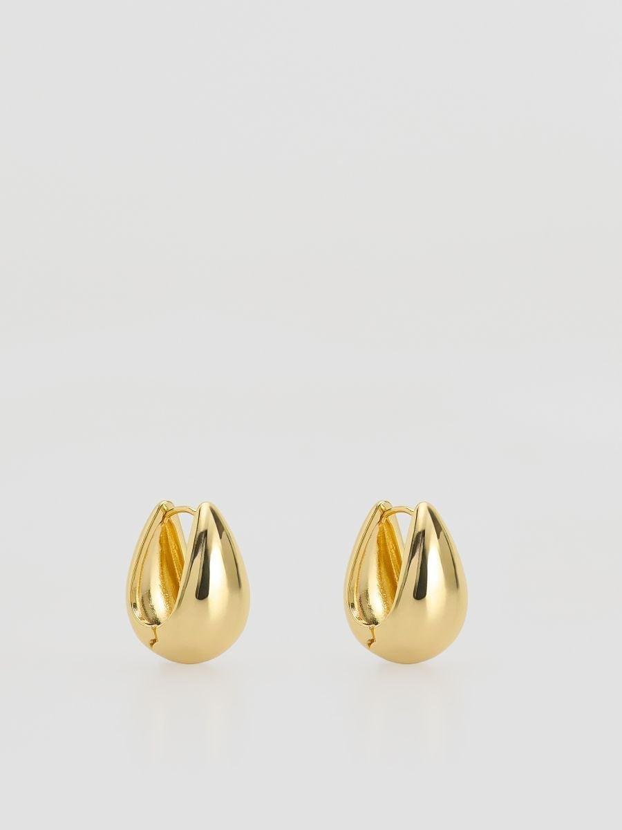 Gold Drop-Shaped Earrings, Golden, medium