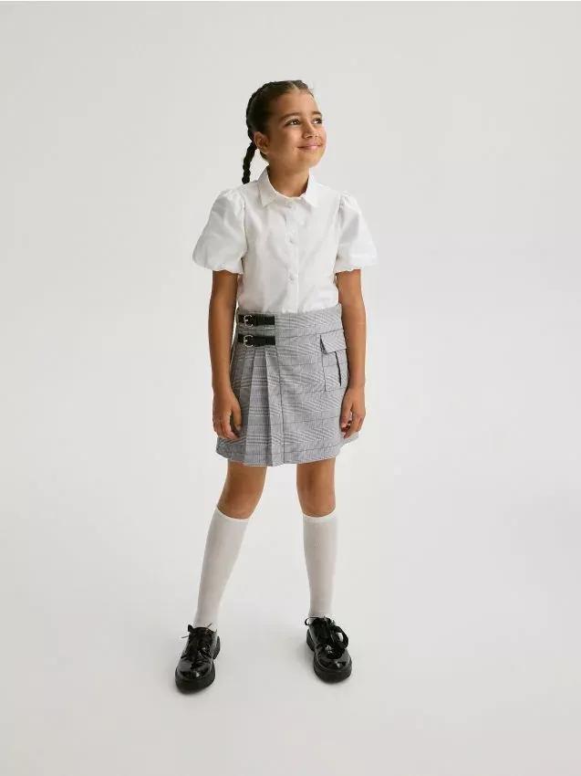 Grey Pleated Skirt, Kids Girls, , large image number 0