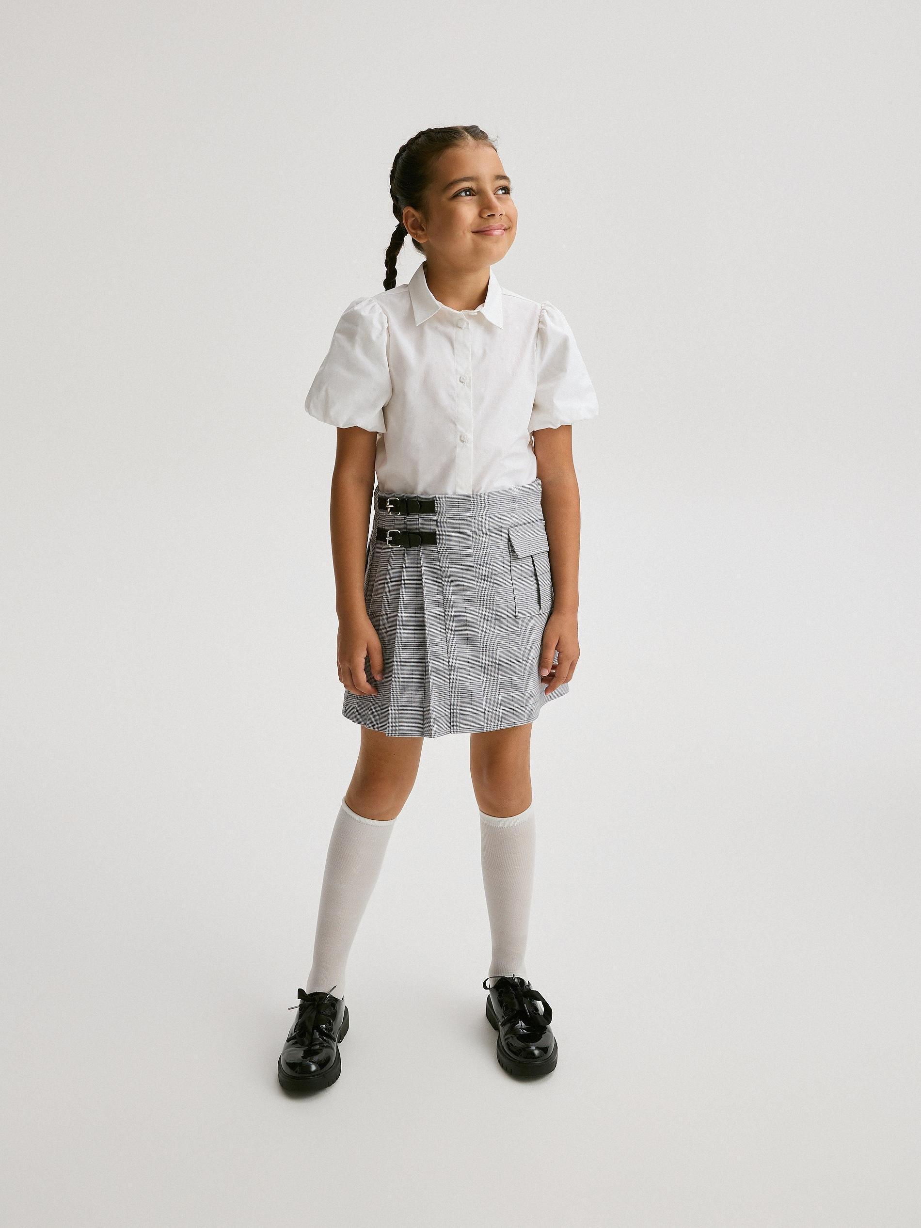 Grey Pleated Skirt, Kids Girls, , large image number 1