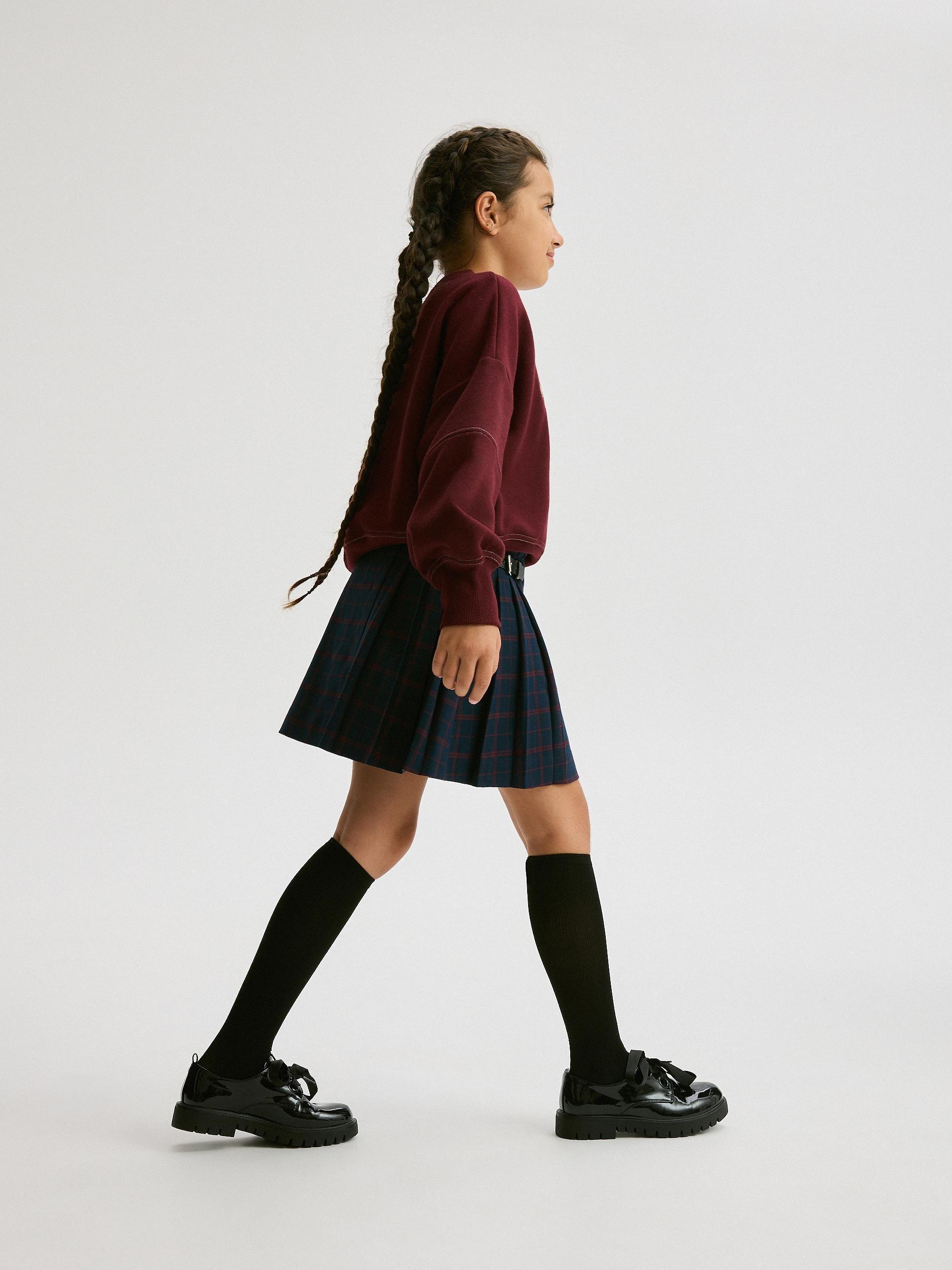 Navy Pleated Skirt, Kids Girls, , large image number 3
