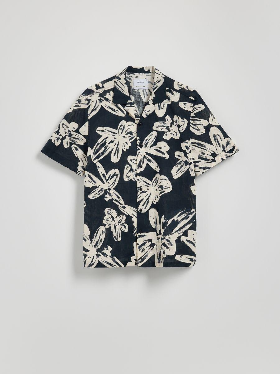 Black Comfort-Fit Linen-Blend Shirt, , large image number 0