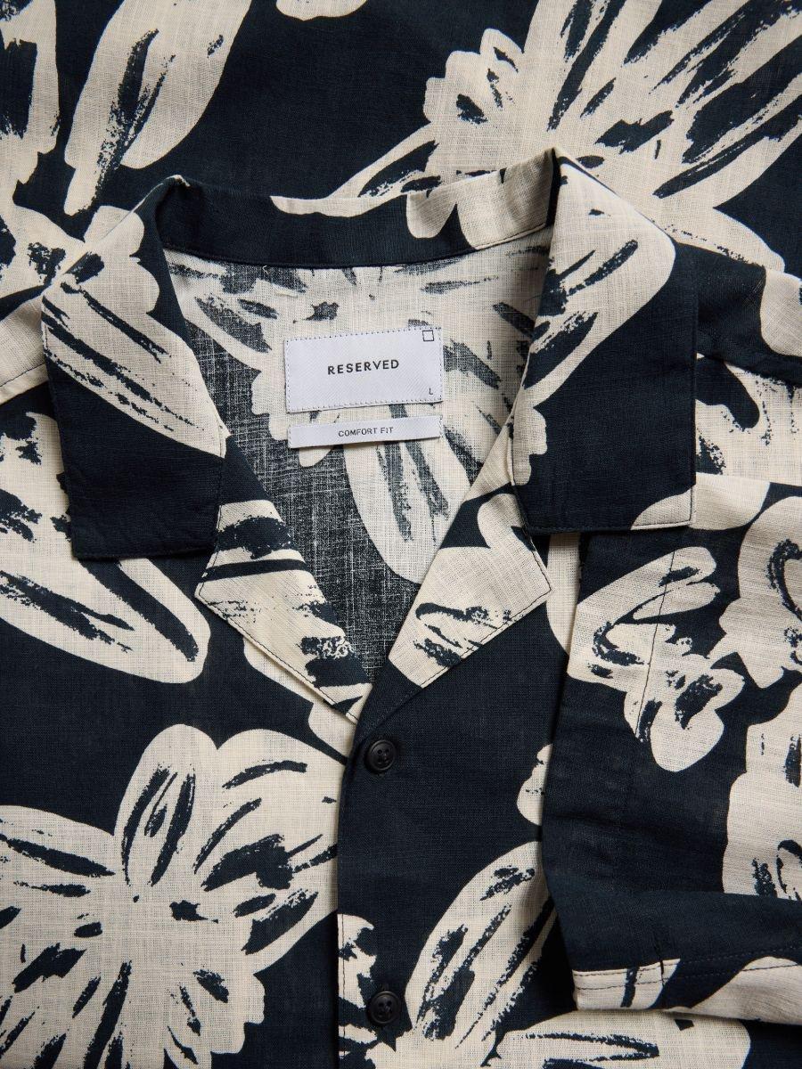 Black Comfort-Fit Linen-Blend Shirt, , large image number 1