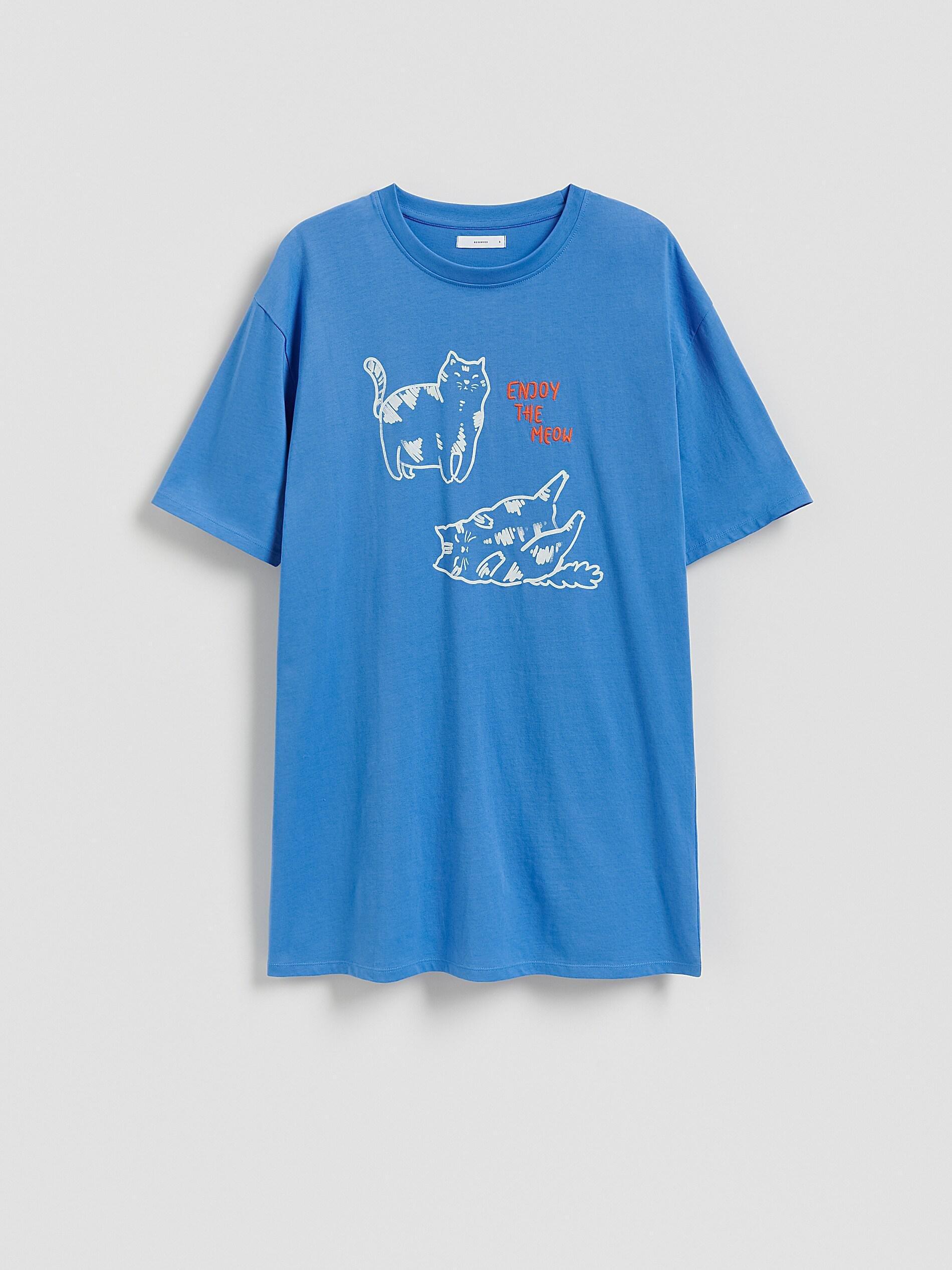 Blue Printed Nightdress, Blue, medium