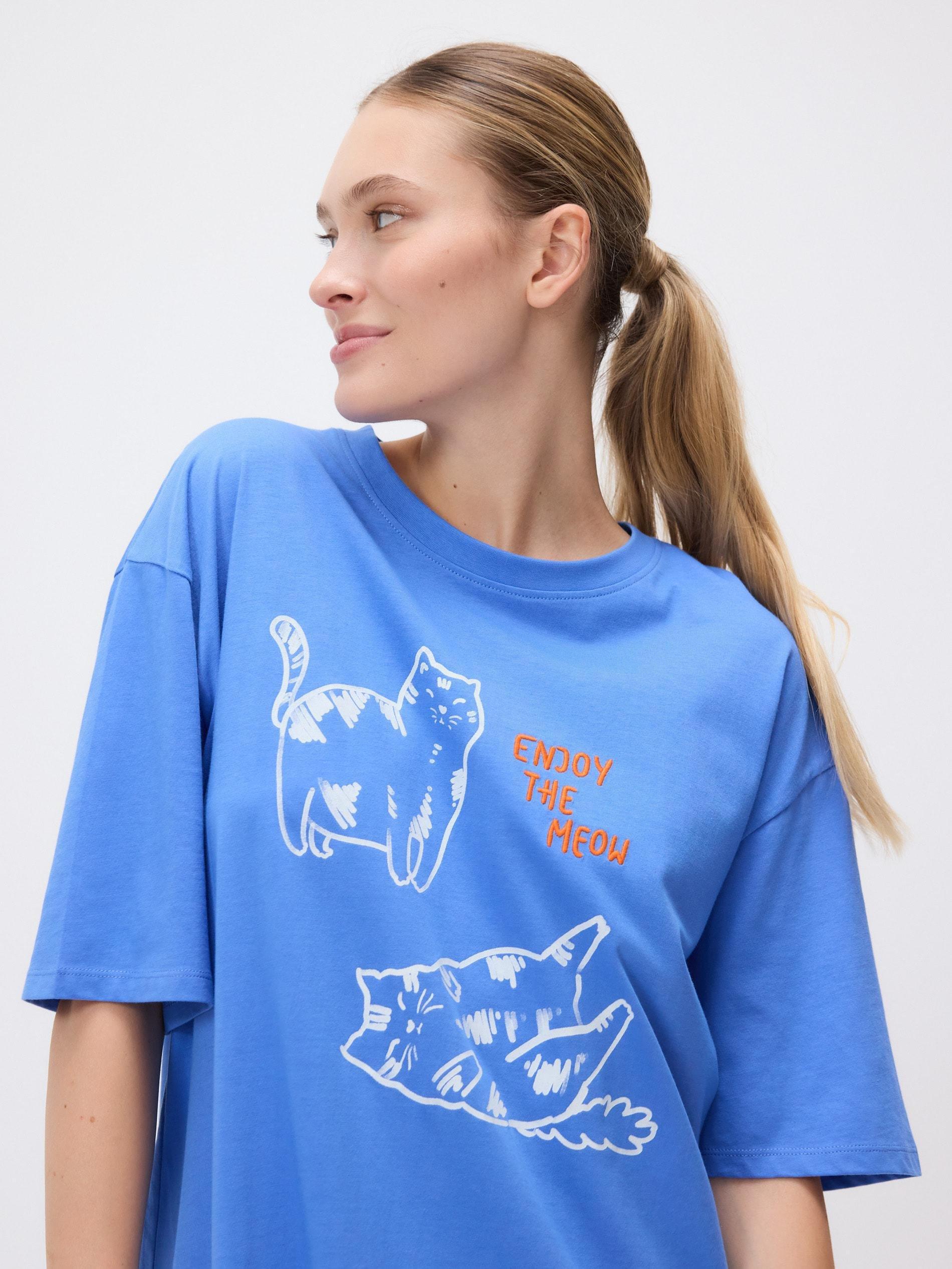 Blue Printed Nightdress, , large image number 3