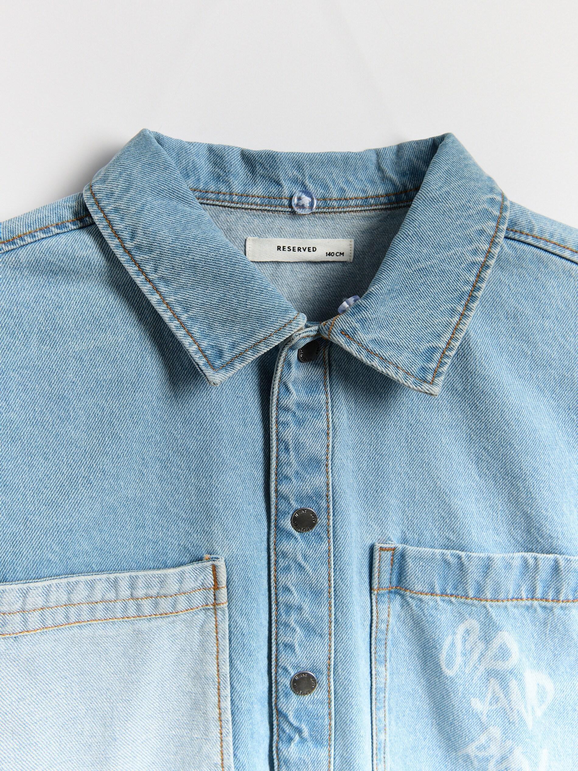Blue Jeans Oversized Denim Shirt, Blue, large image number 3