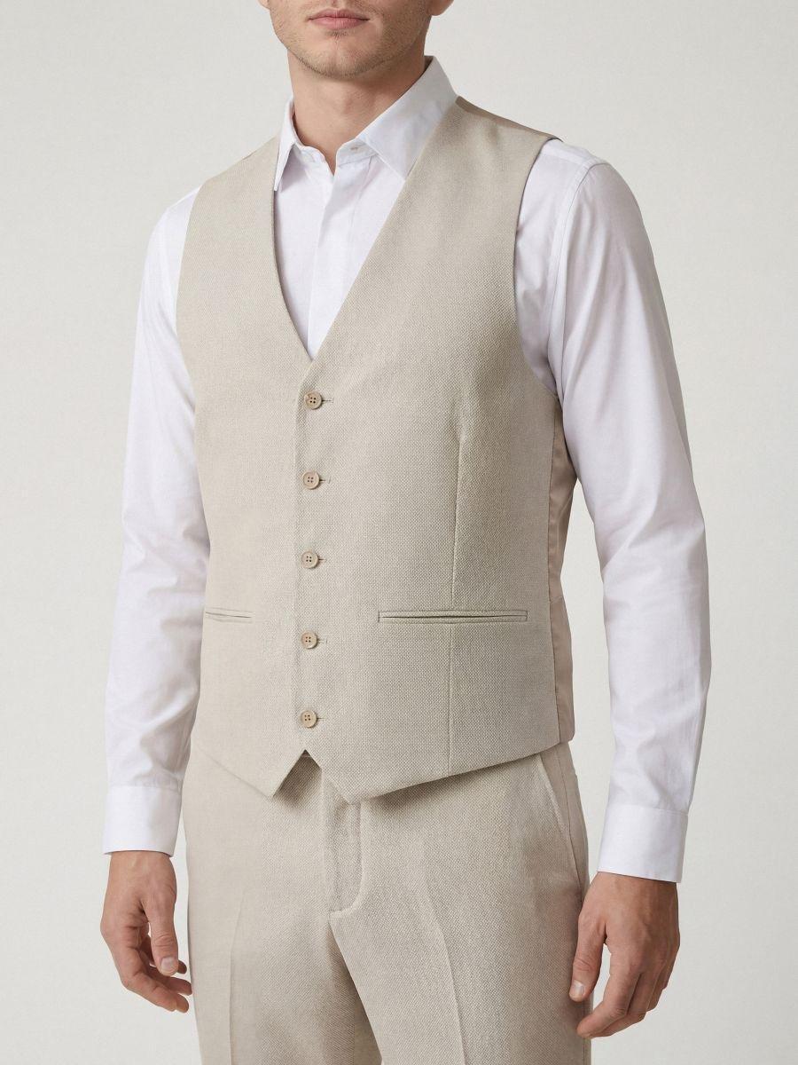 Beige Suit Vest, Beige, large image number 1