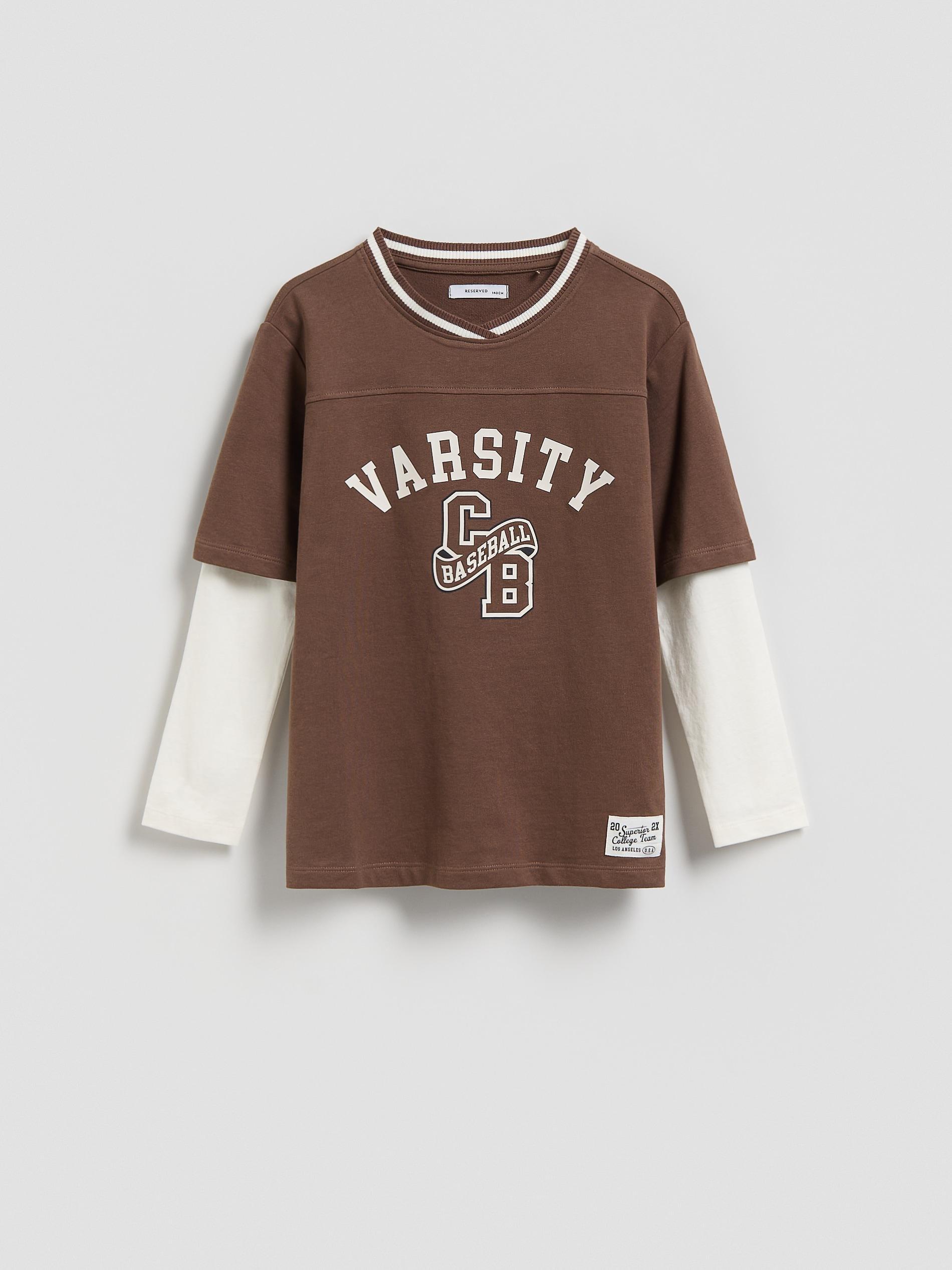Brown Cotton Long Sleeve T-Shirt, Brown, large image number 4