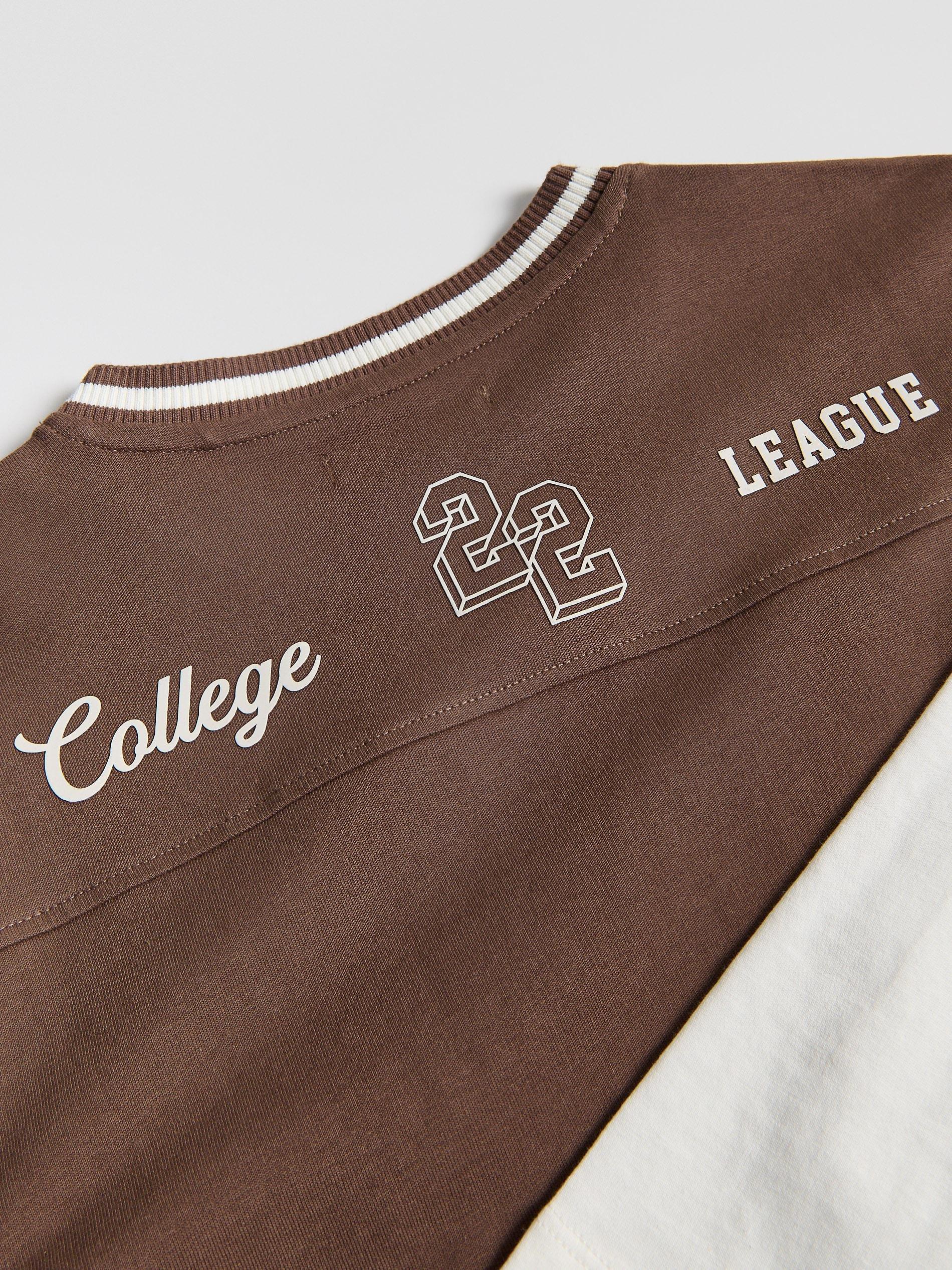 Brown Cotton Long Sleeve T-Shirt, Brown, large image number 5