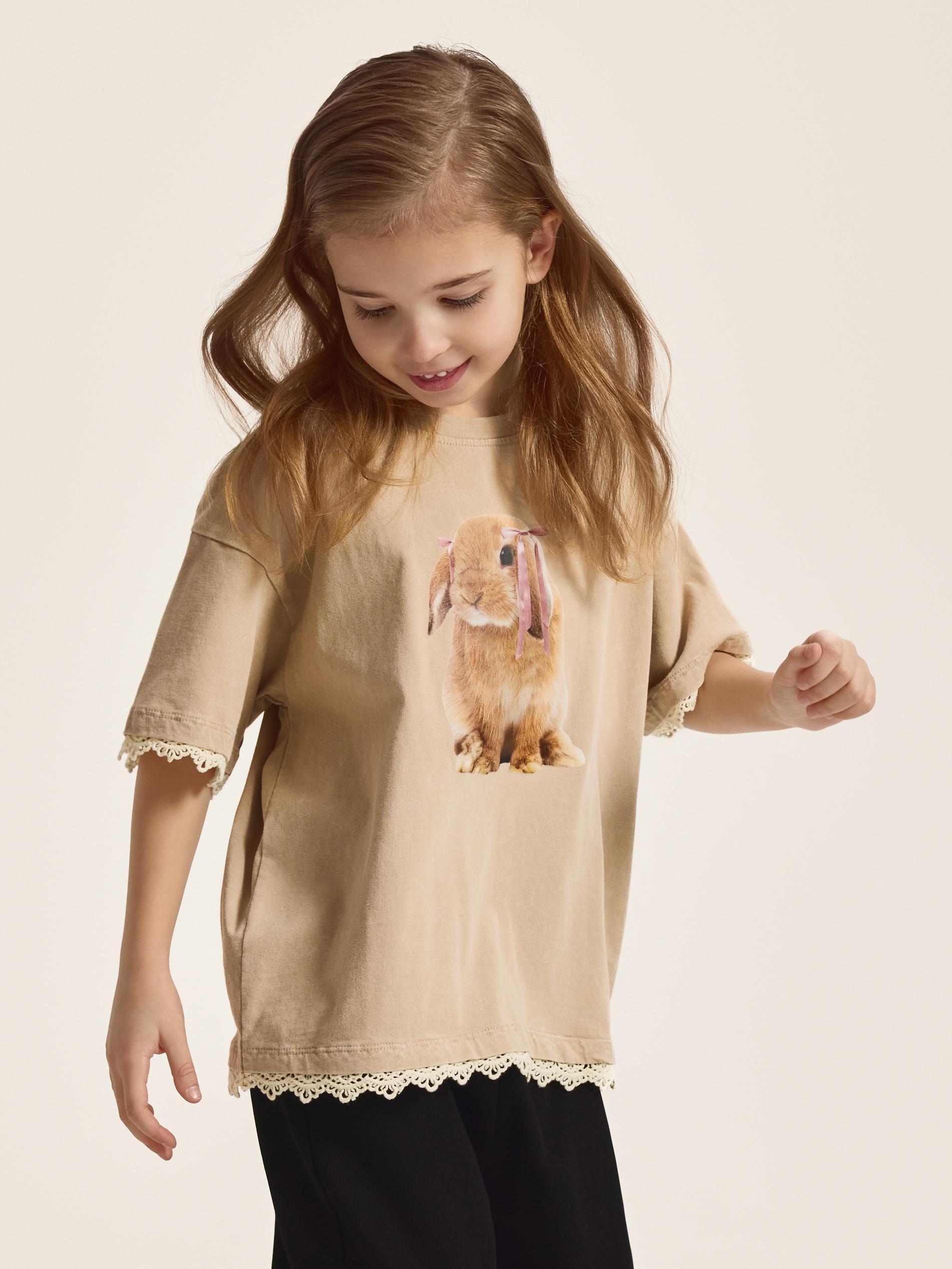 Green T-Shirt With Print, Brown, medium