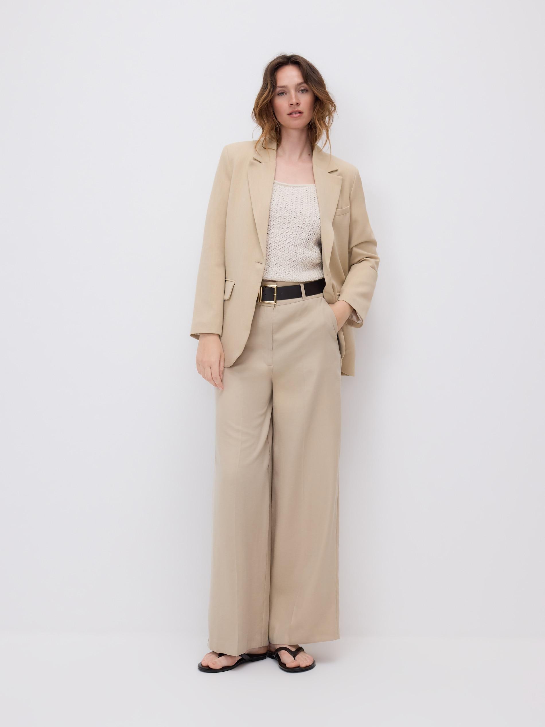 Beige Modal Rich Trousers, Beige, large image number 4