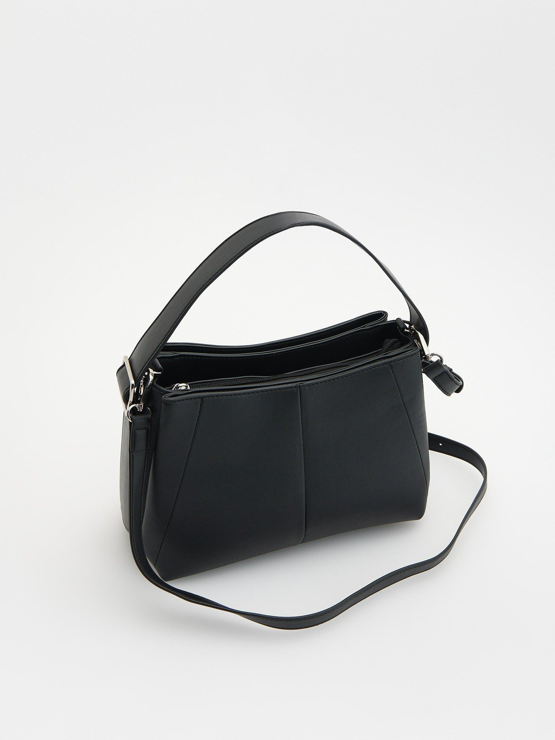 Black Faux Leather Bag, , large image number 3