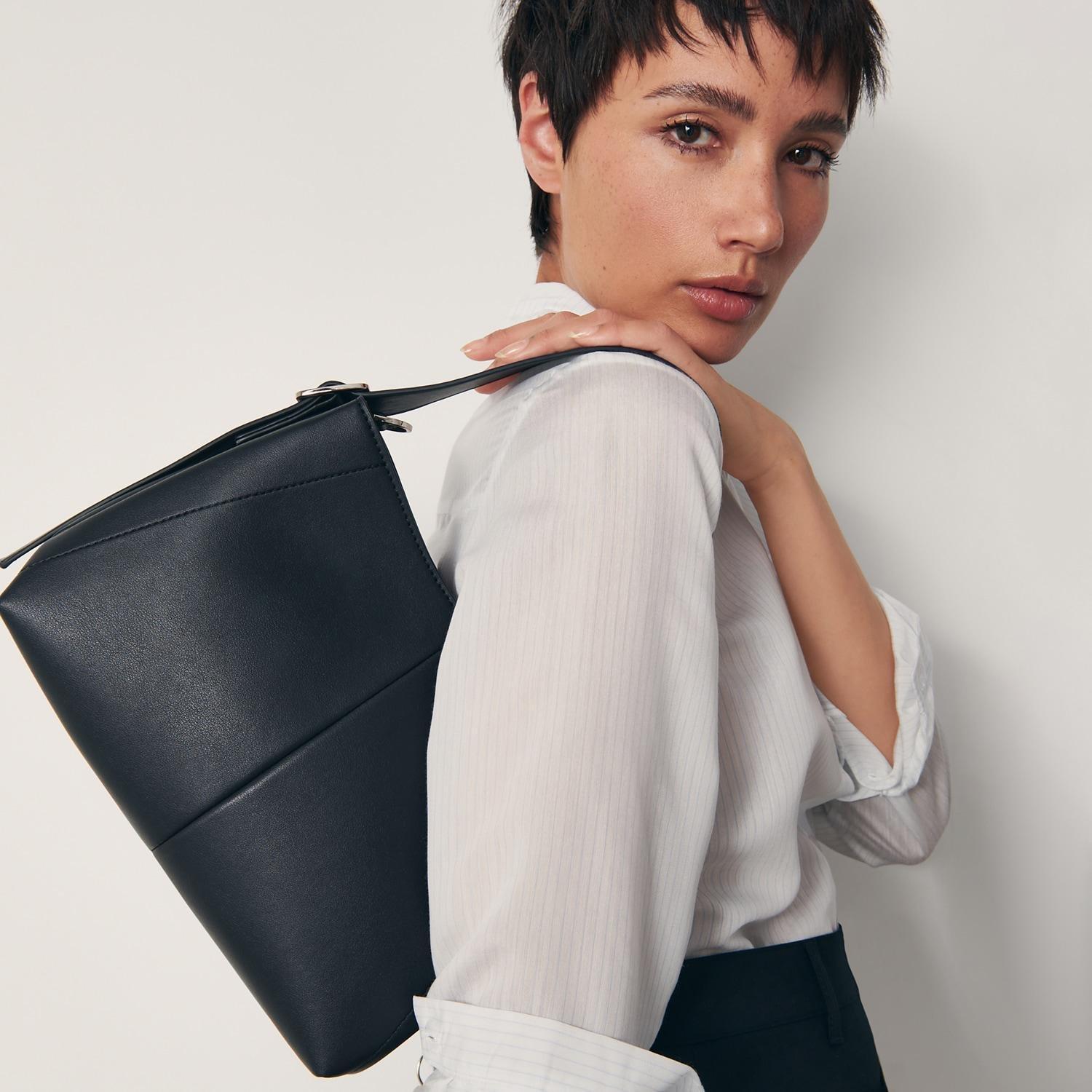 Black Faux Leather Bag, , large image number 5