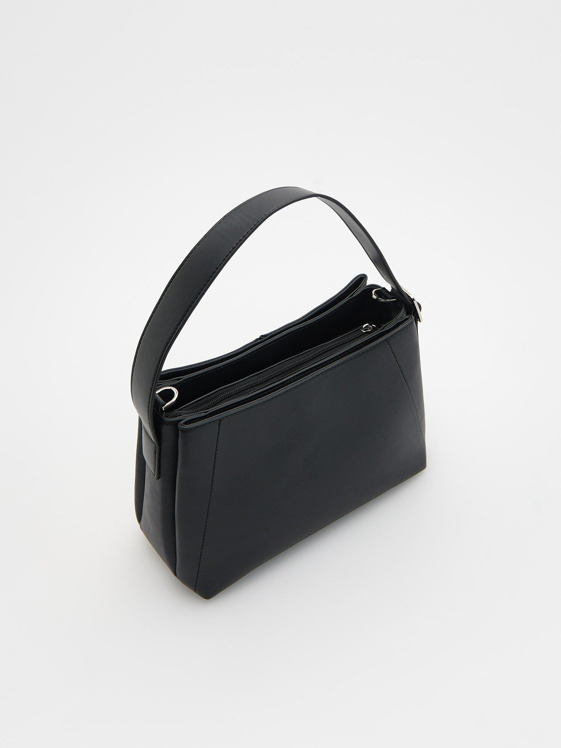 Black Faux Leather Bag, , large image number 6