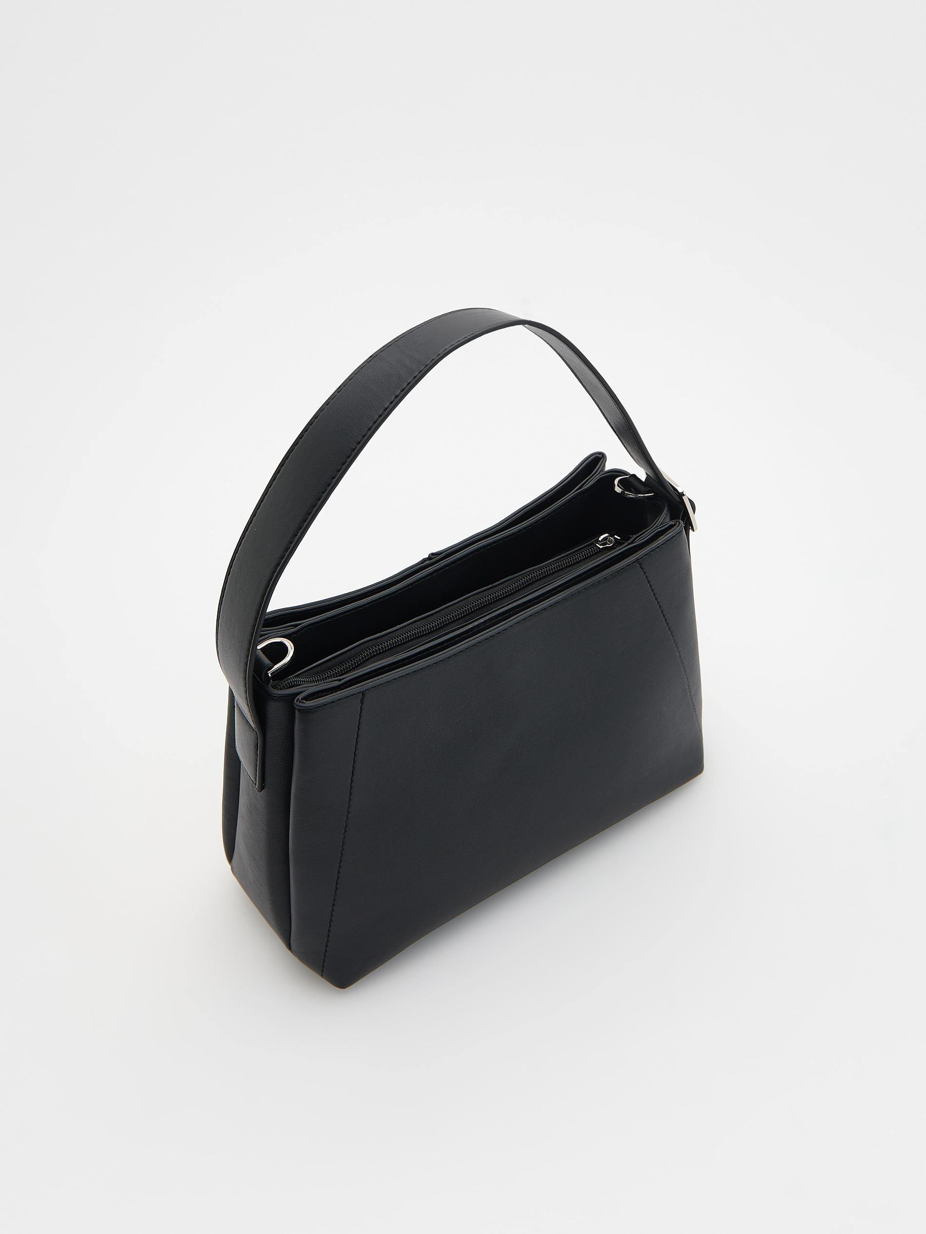 Black Faux Leather Bag, , large image number 7