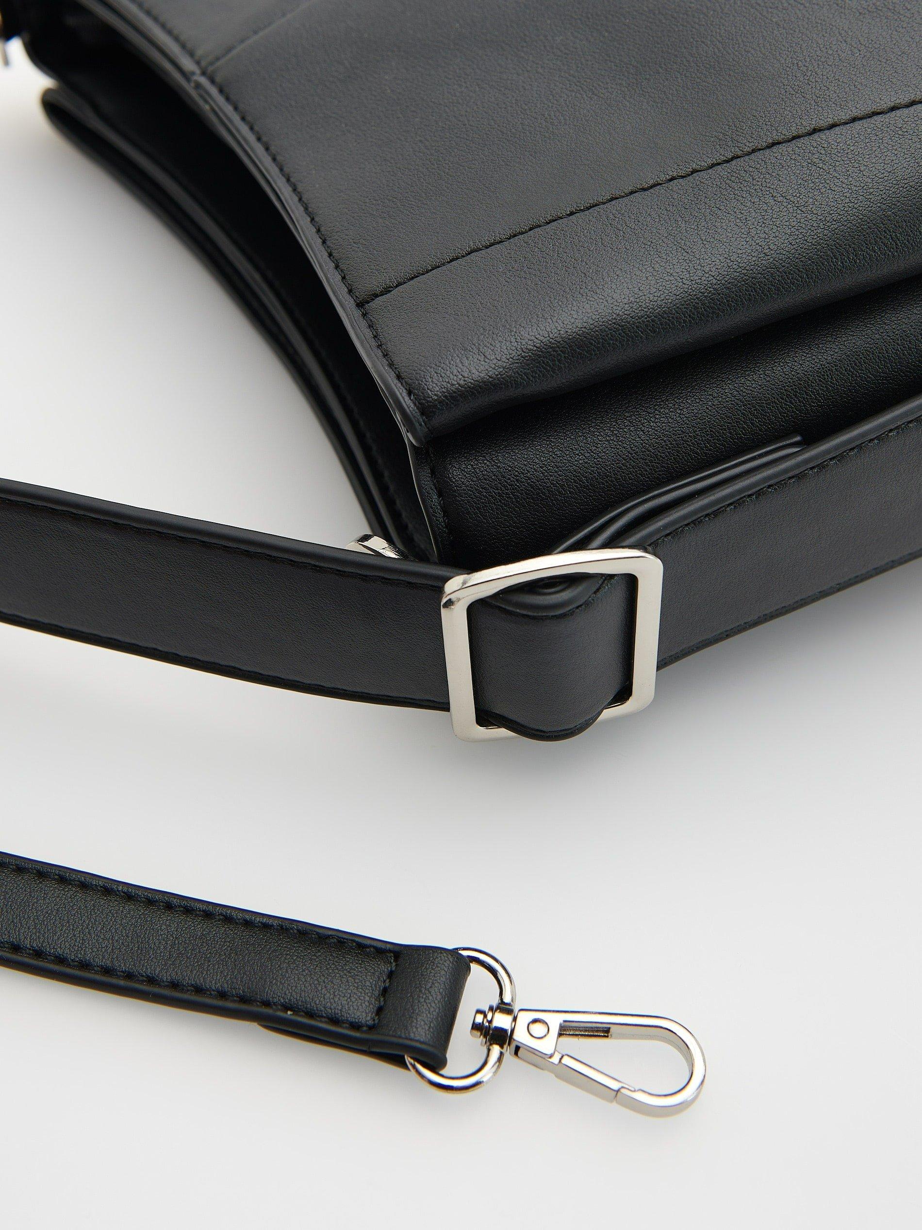 Black Faux Leather Bag, , large image number 8