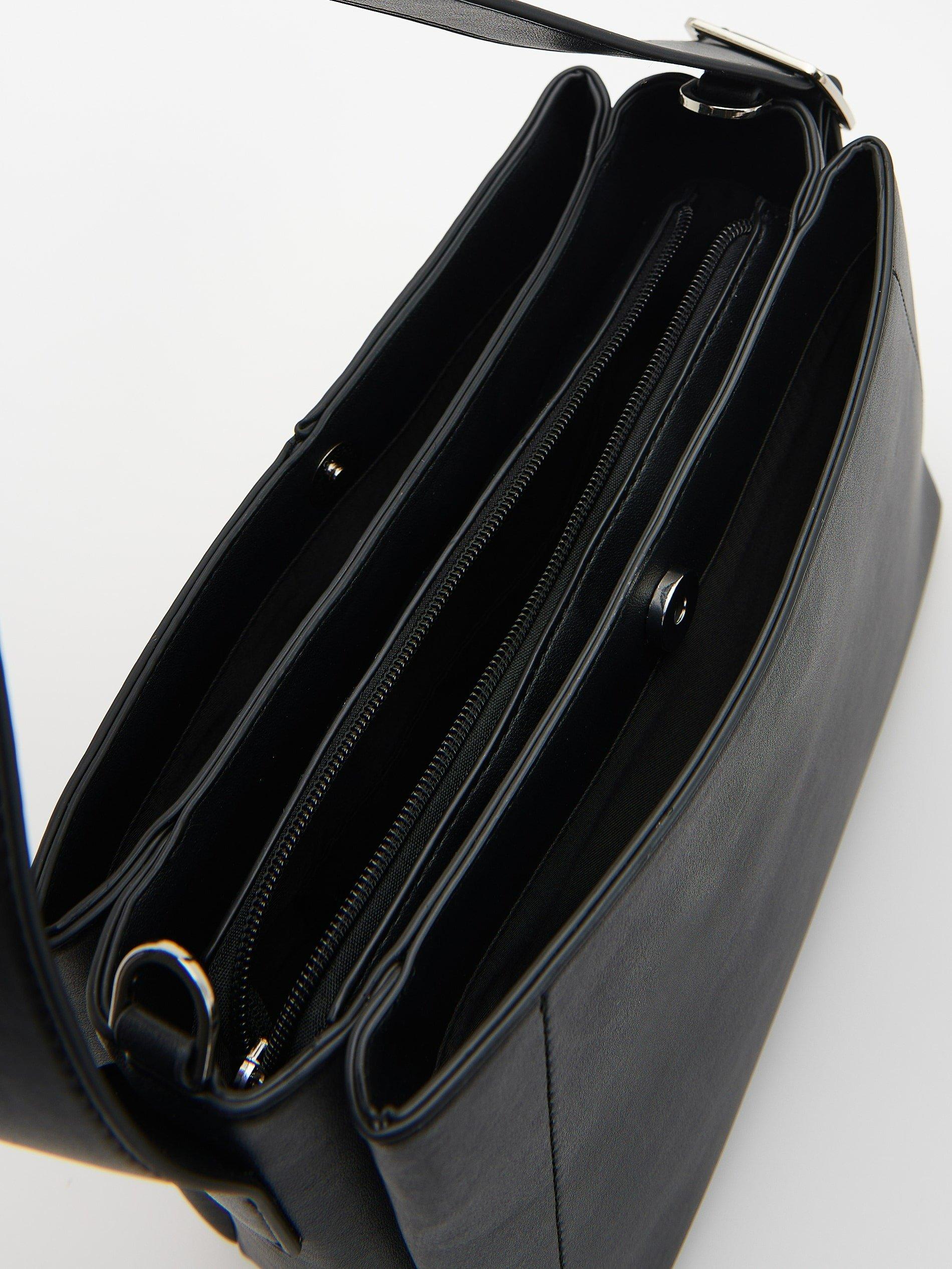 Black Faux Leather Bag, , large image number 9