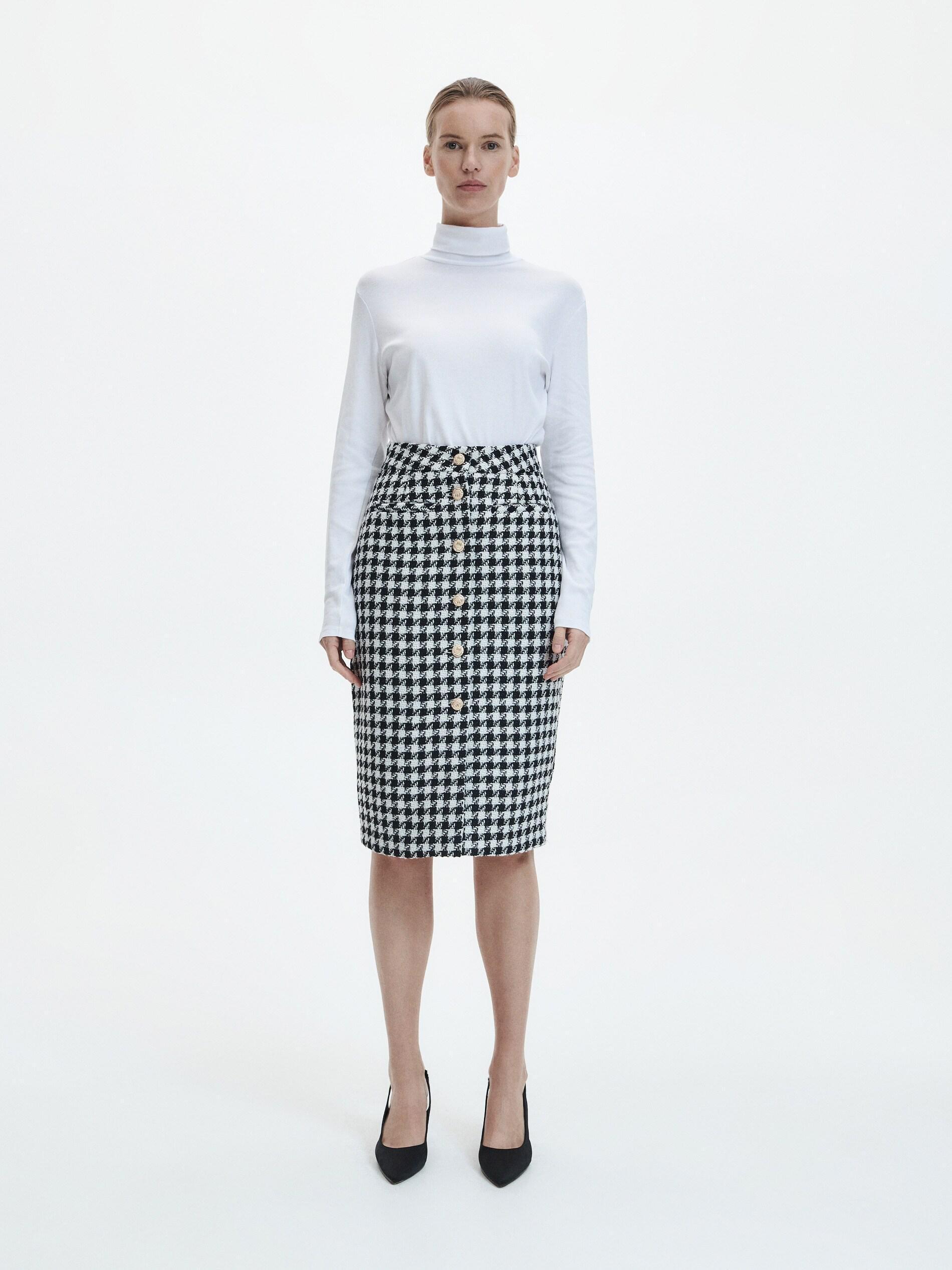 Multicolour Dogtooth Pattern Skirt, , large image number 0