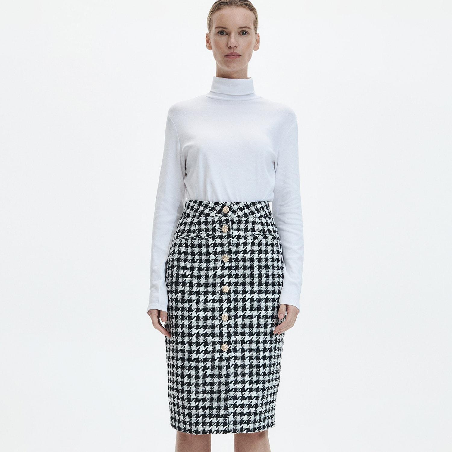 Multicolour Dogtooth Pattern Skirt, , large image number 1