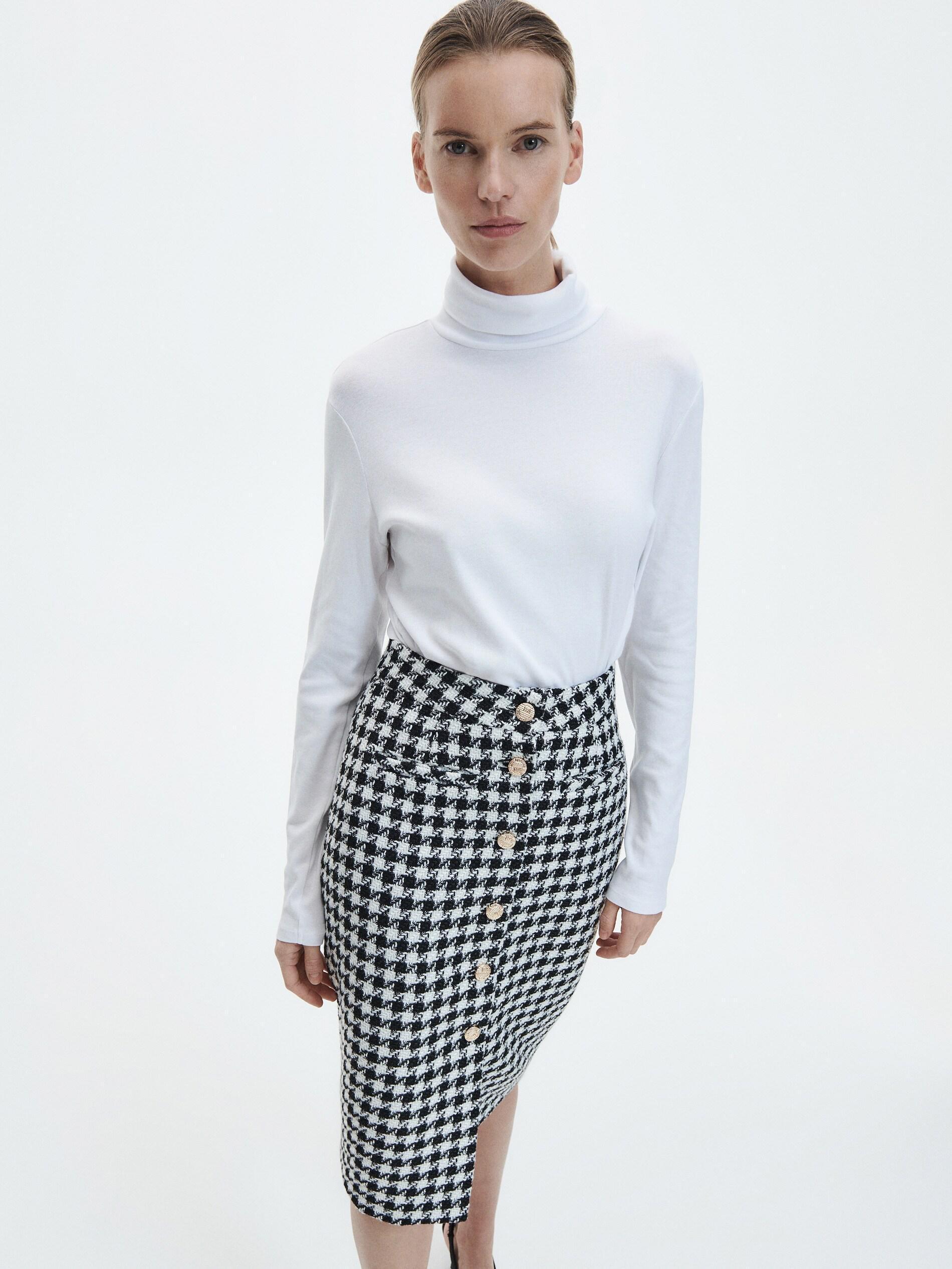 Multicolour Dogtooth Pattern Skirt, , large image number 4