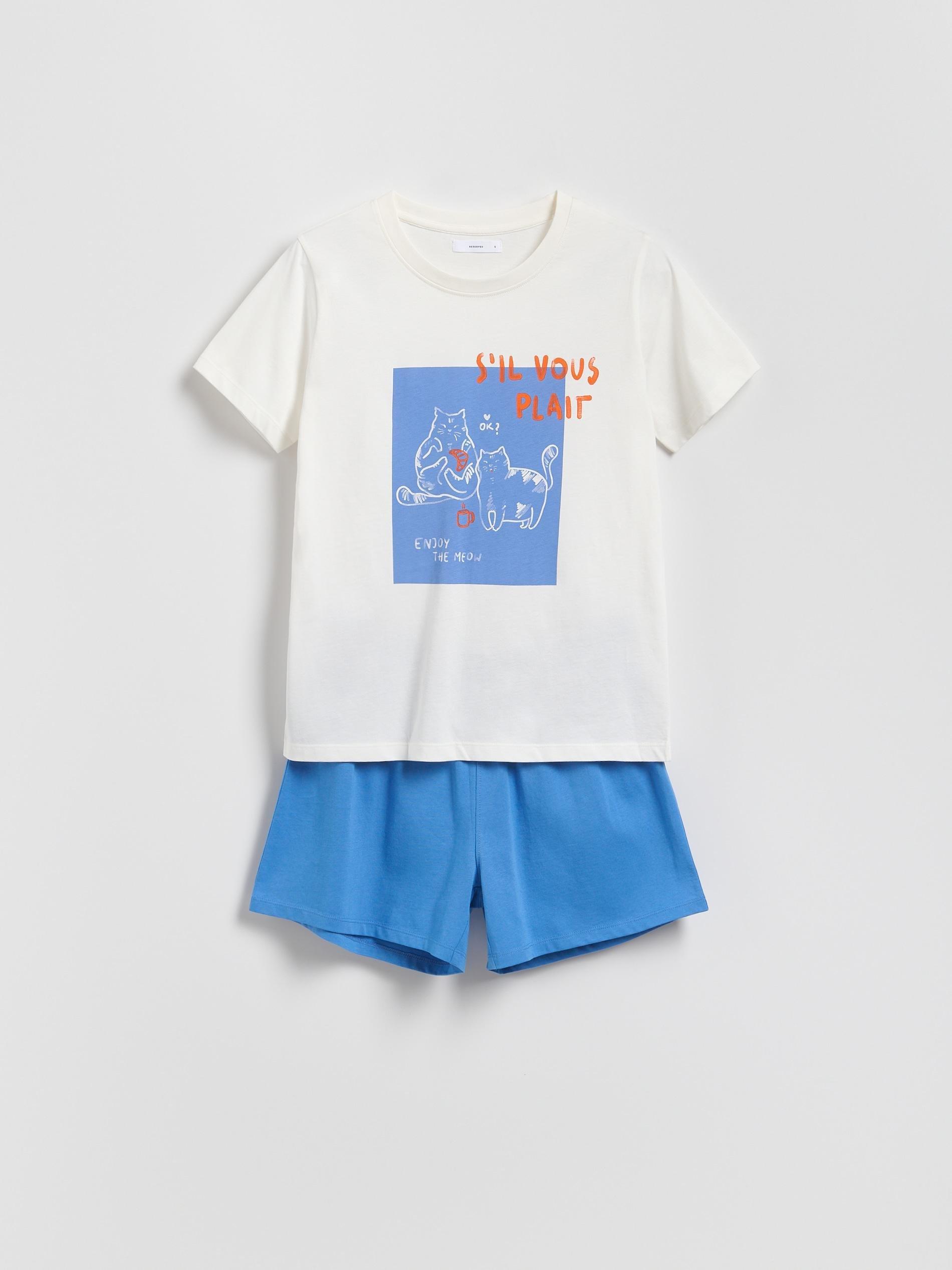 Blue Two Piece Printed Pyjama Set, Blue, large image number 4
