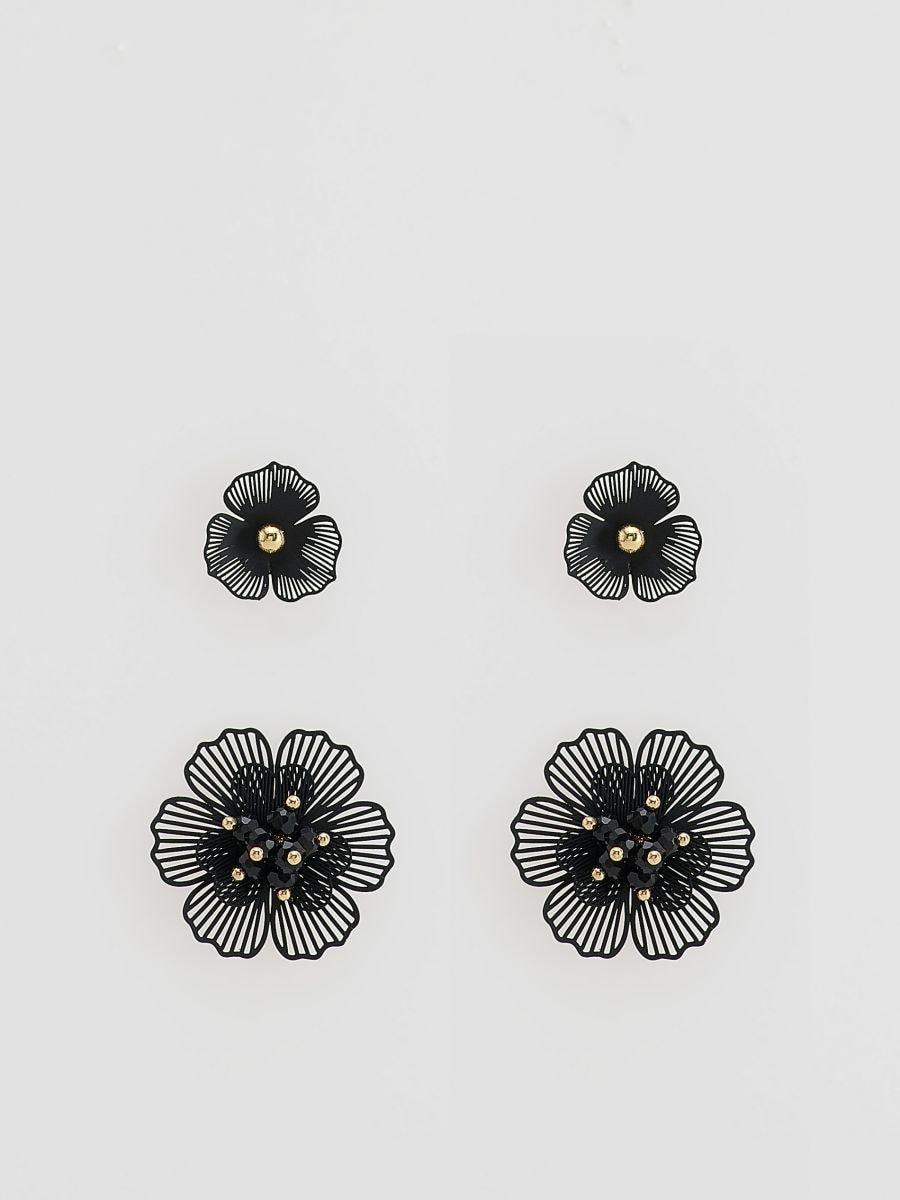 Black Earrings, Black, medium