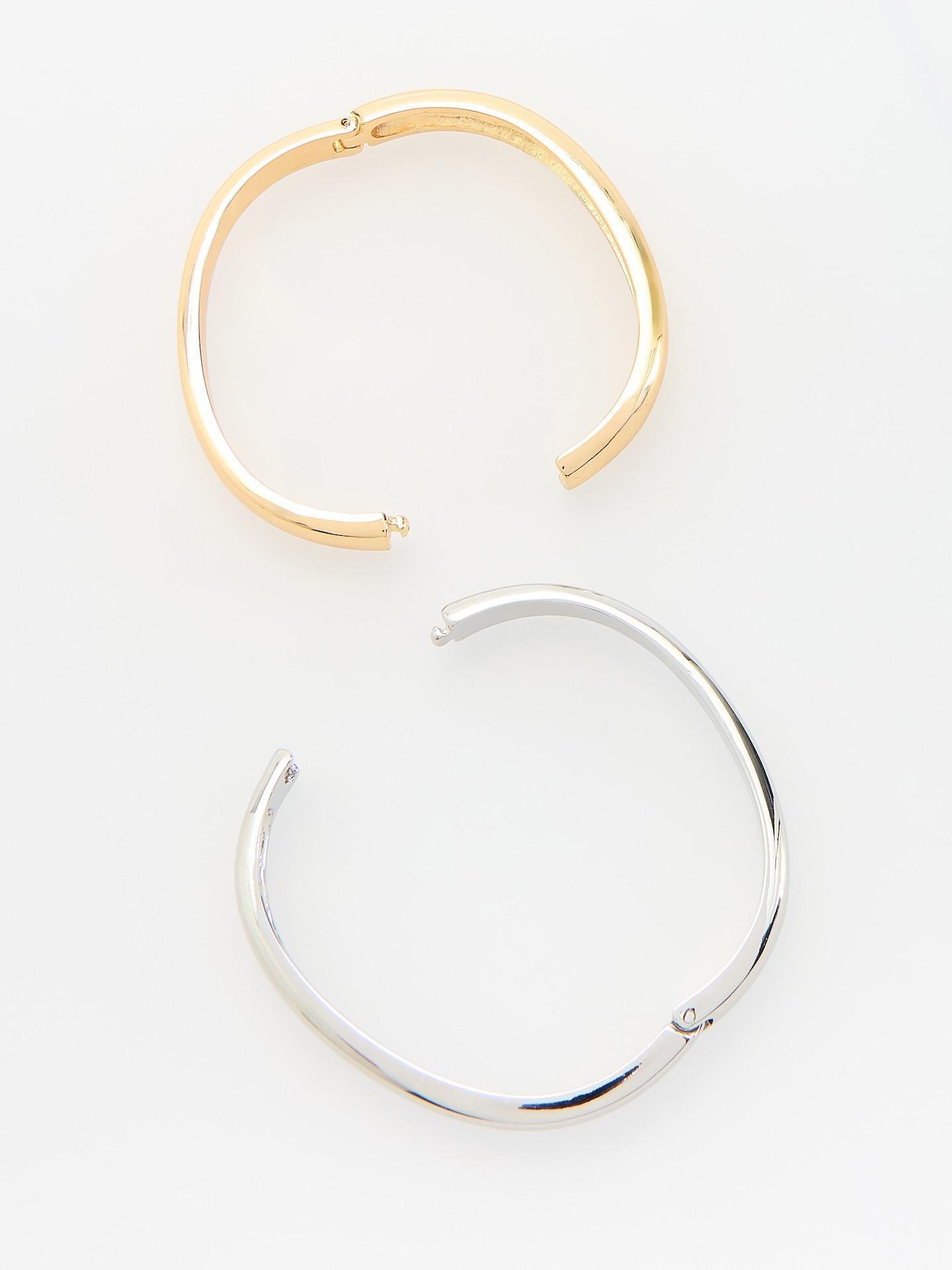 Gold Set Of Bracelets, Golden, medium