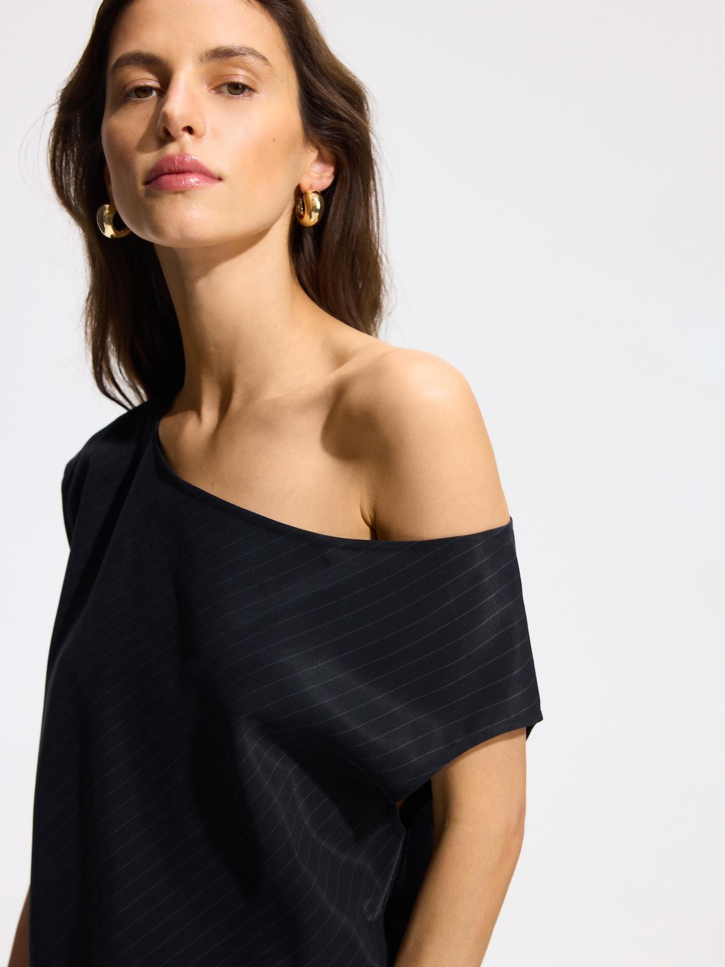 Blue Viscose Blend Blouse, Navy, medium