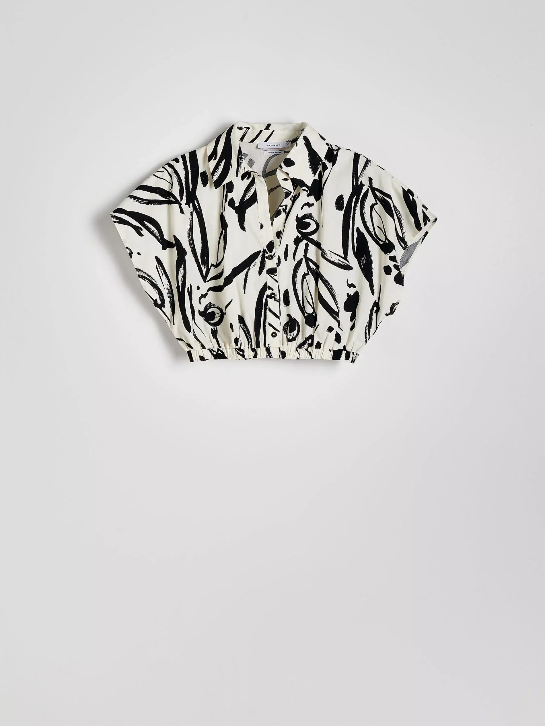 Black Patterned Fabric Shirt, , large image number 1