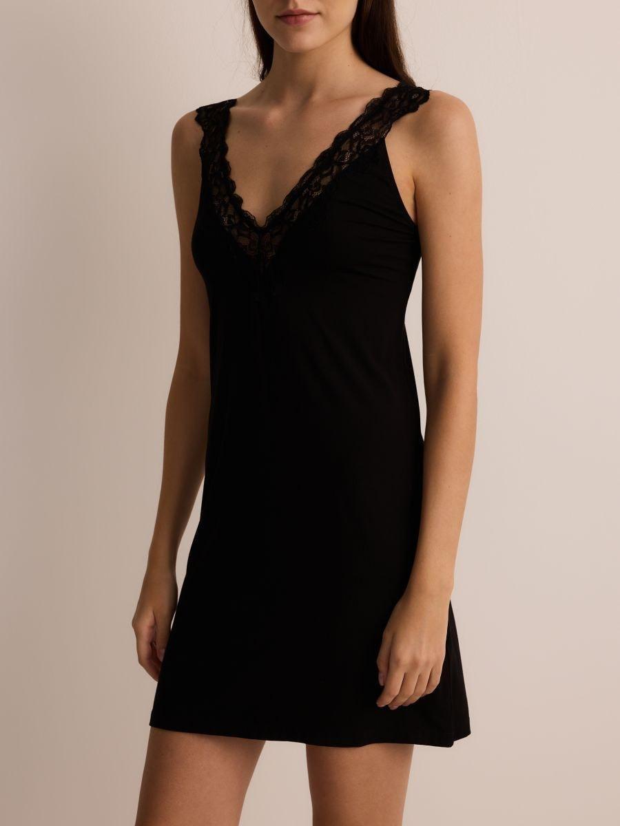 Black Nightgown With High Viscose Content, , large image number 0