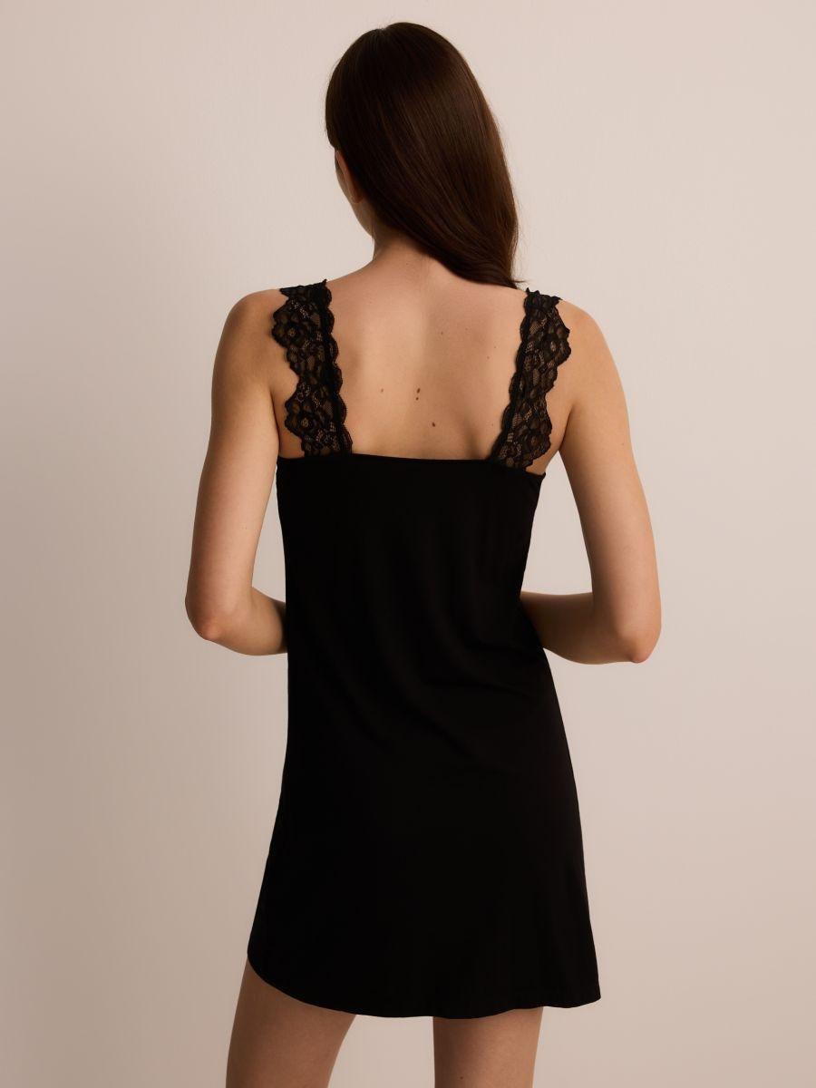 Black Nightgown With High Viscose Content, , large image number 1