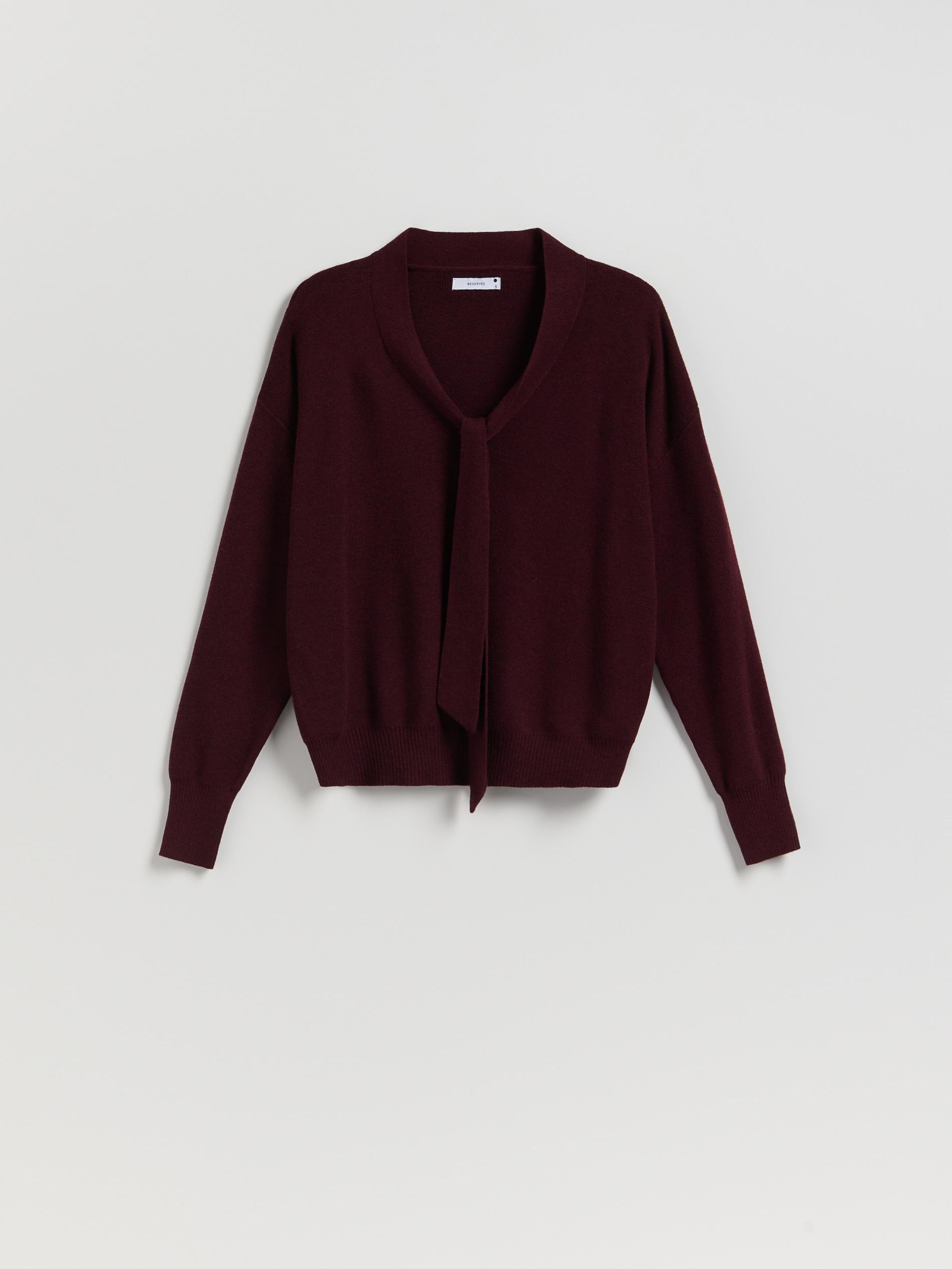 Maroon Sweater With Decorative Tie, Burgundy, large image number 0