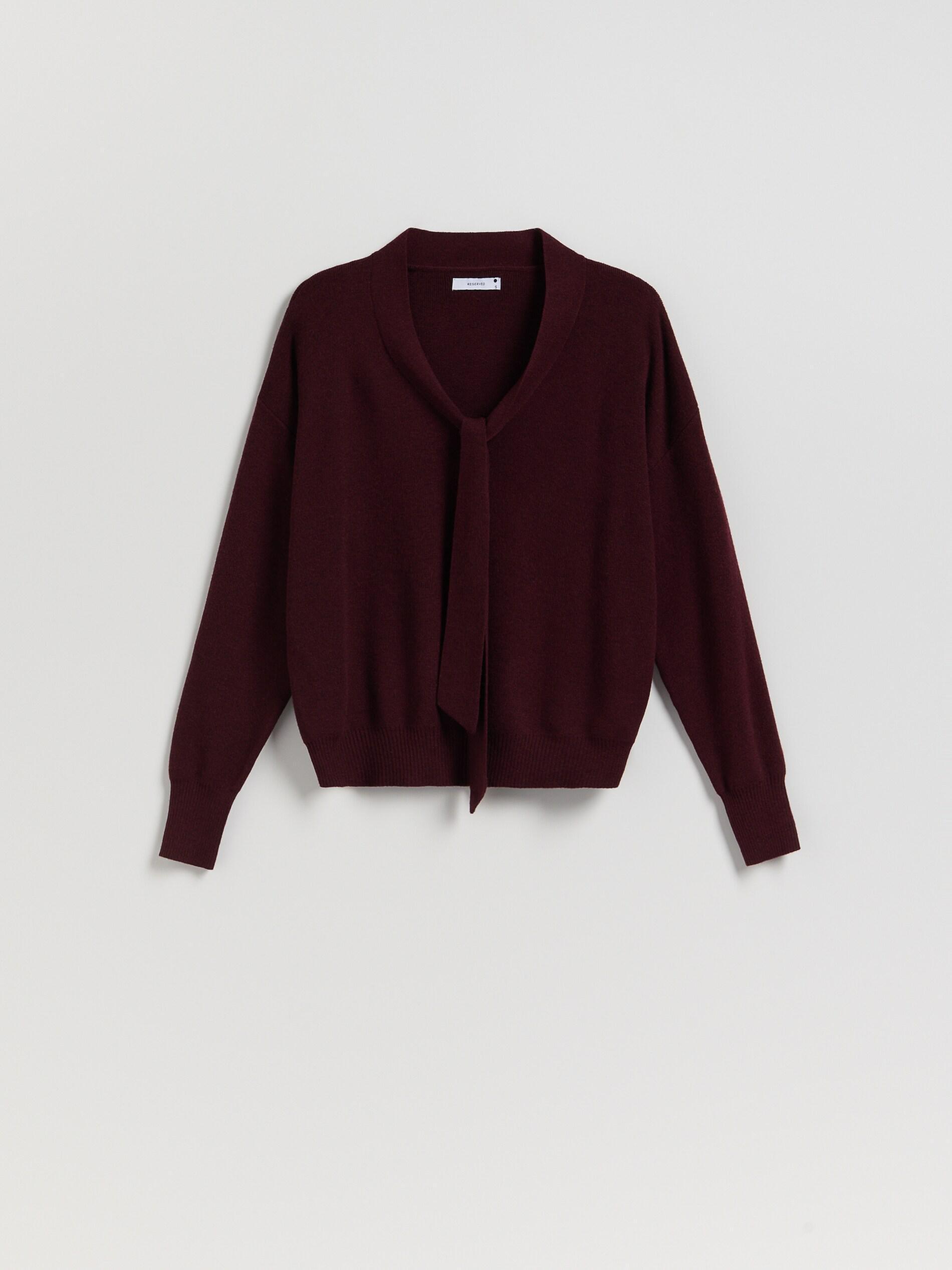 Maroon Sweater With Decorative Tie, Burgundy, large image number 4