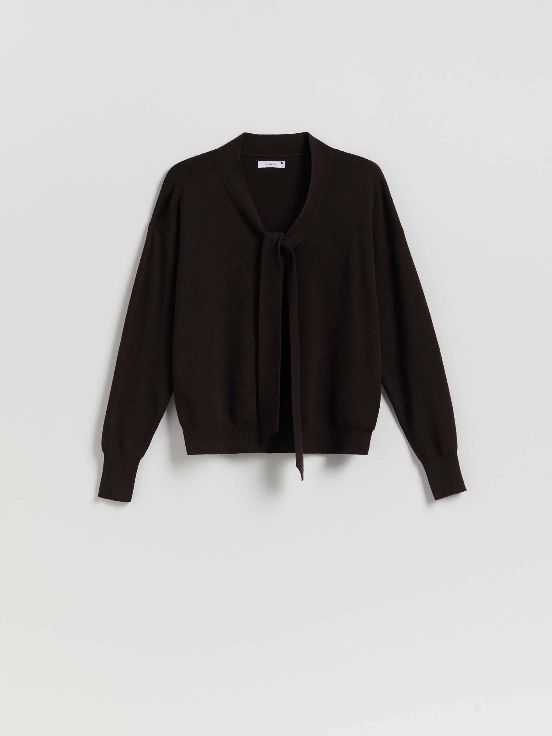 Brown Sweater With Decorative Tie, Burgundy, large image number 0