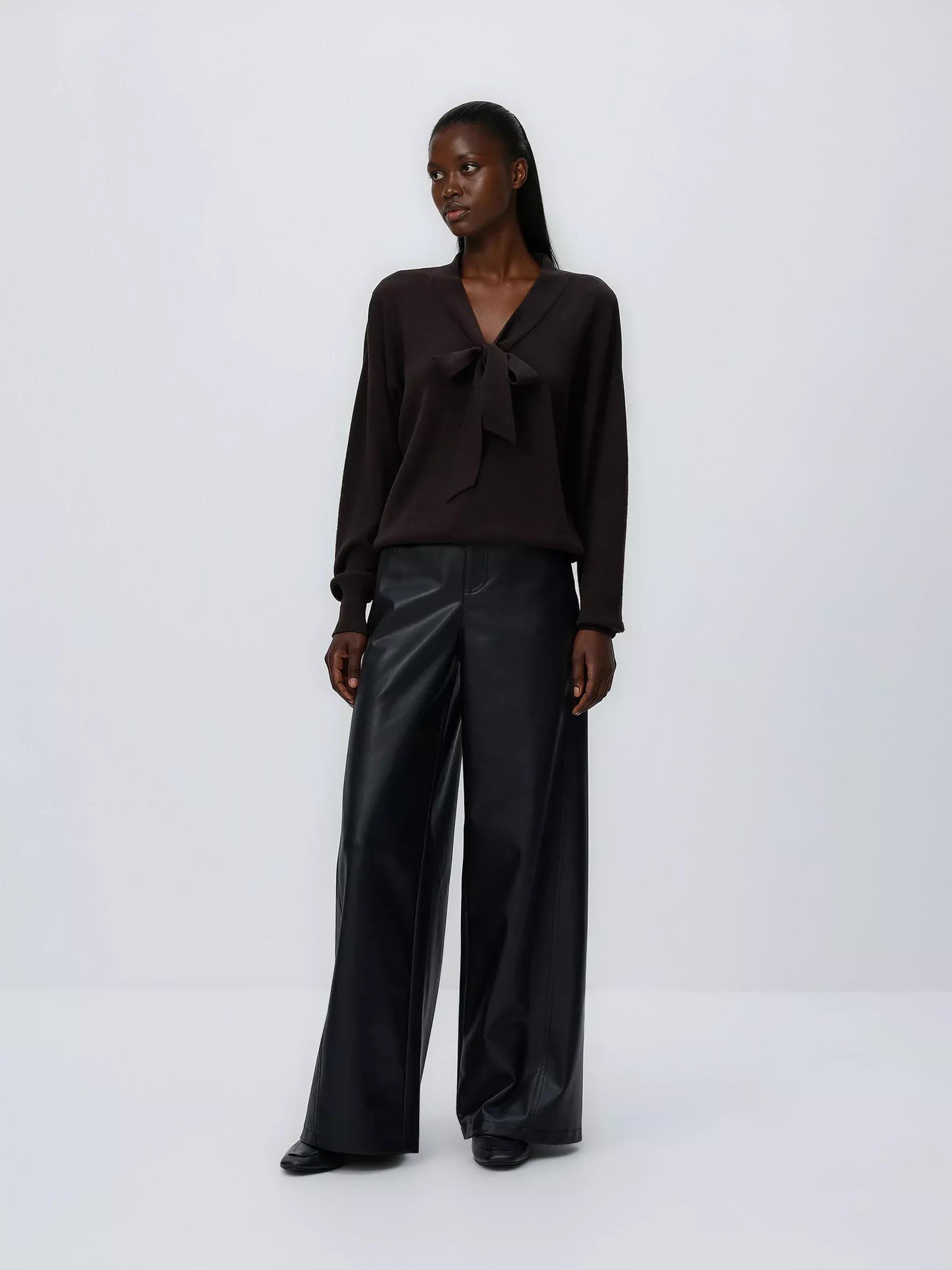 Brown Sweater With Decorative Tie, Burgundy, large image number 1