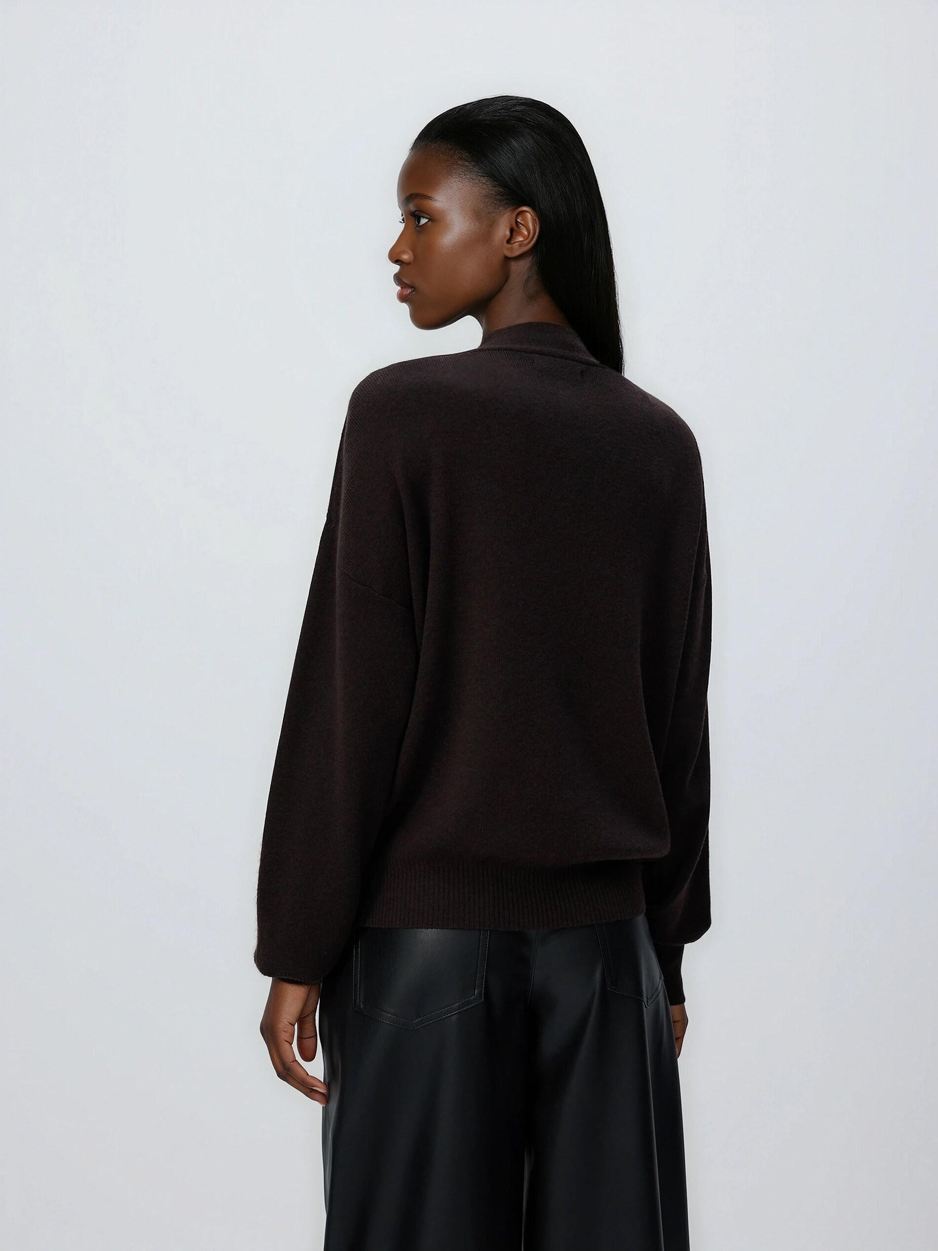 Brown Sweater With Decorative Tie, Burgundy, large image number 3