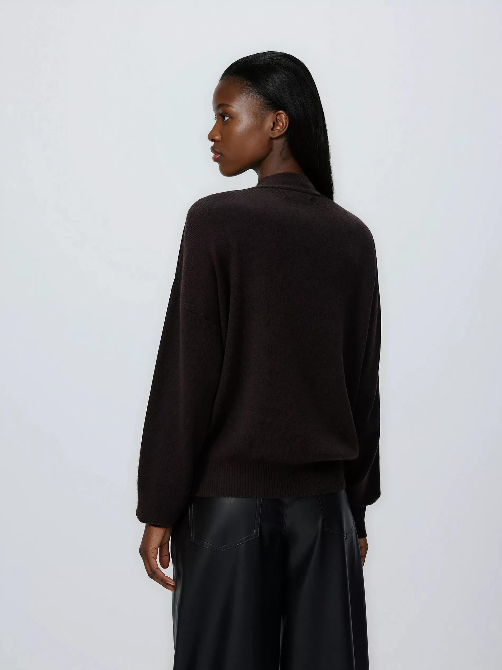 Brown Sweater With Decorative Tie, Burgundy, large image number 3