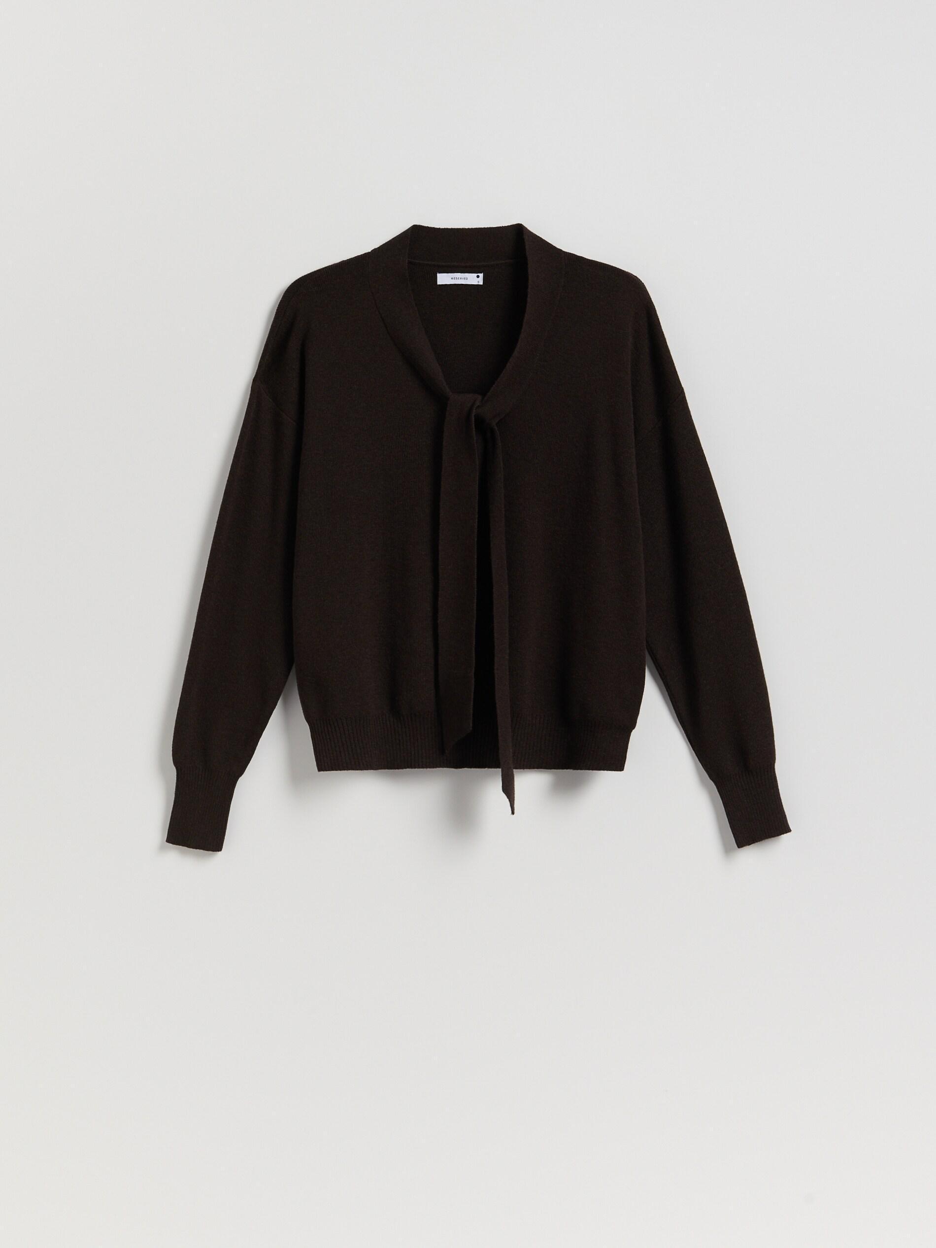 Brown Sweater With Decorative Tie, Burgundy, large image number 4