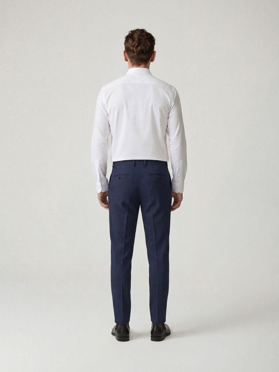 Blue Slim-Fit Suit Trousers, Navy, medium