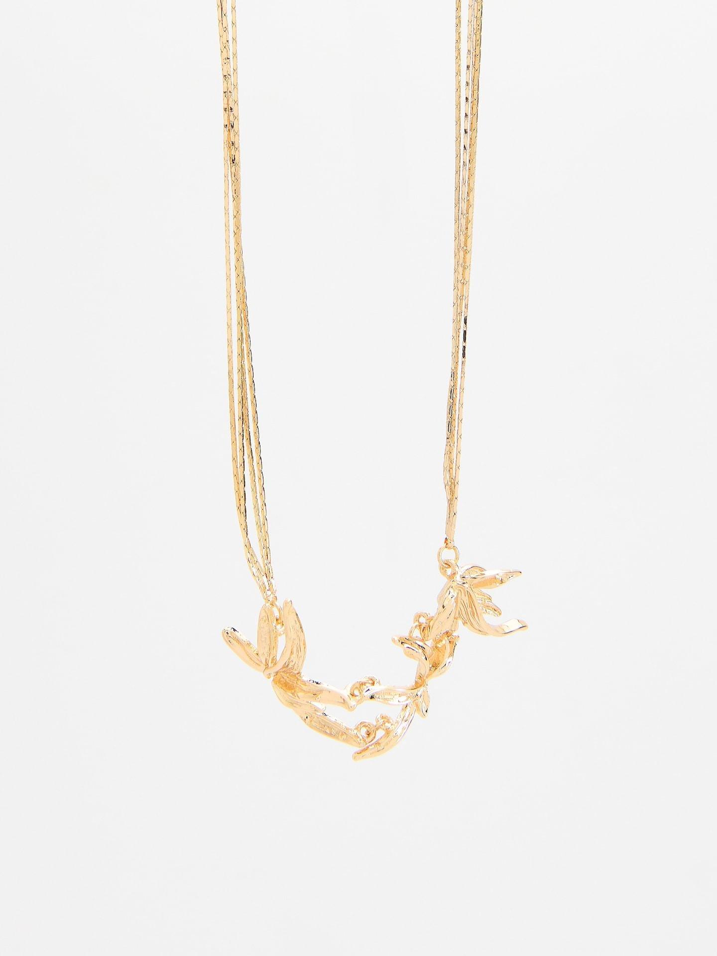 Gold Beaded Necklace, Golden, medium