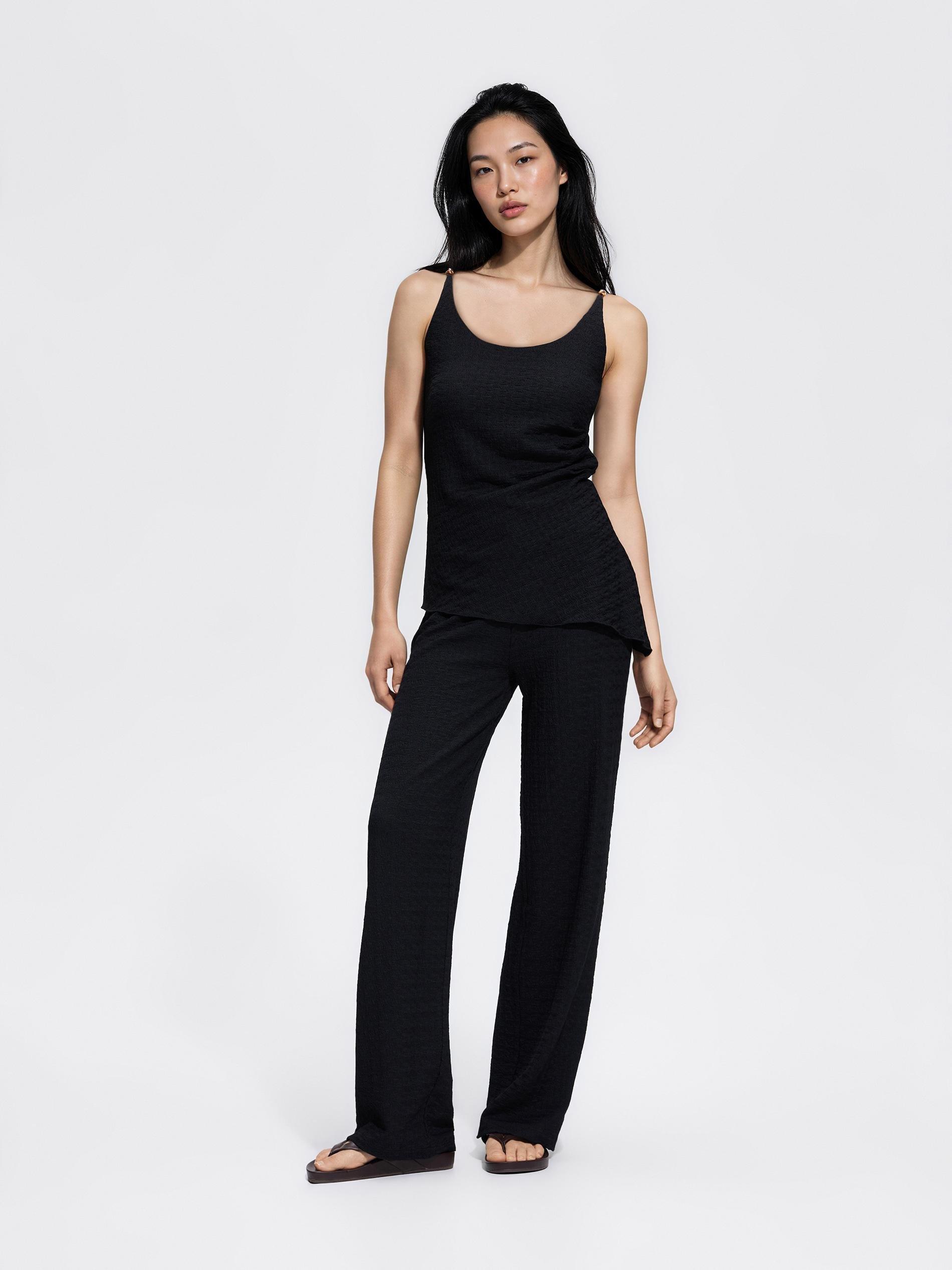 Black Blouse With Decorative Beads, Black, medium