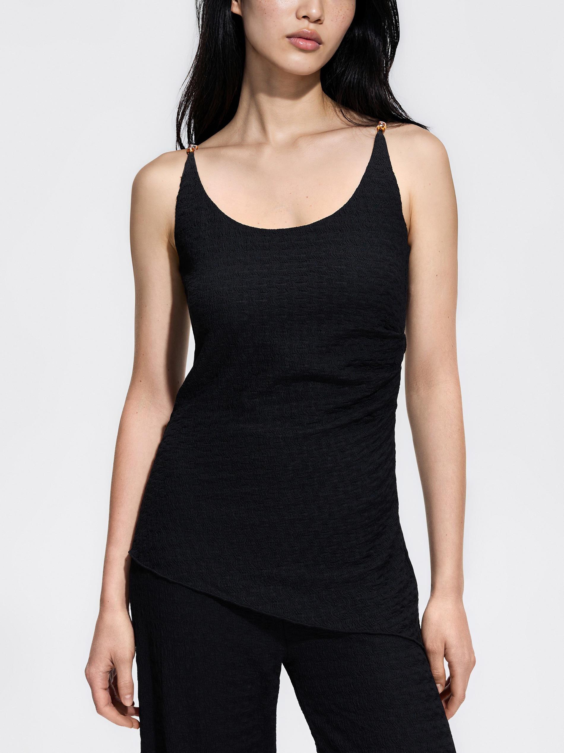 Black Blouse With Decorative Beads, Black, medium
