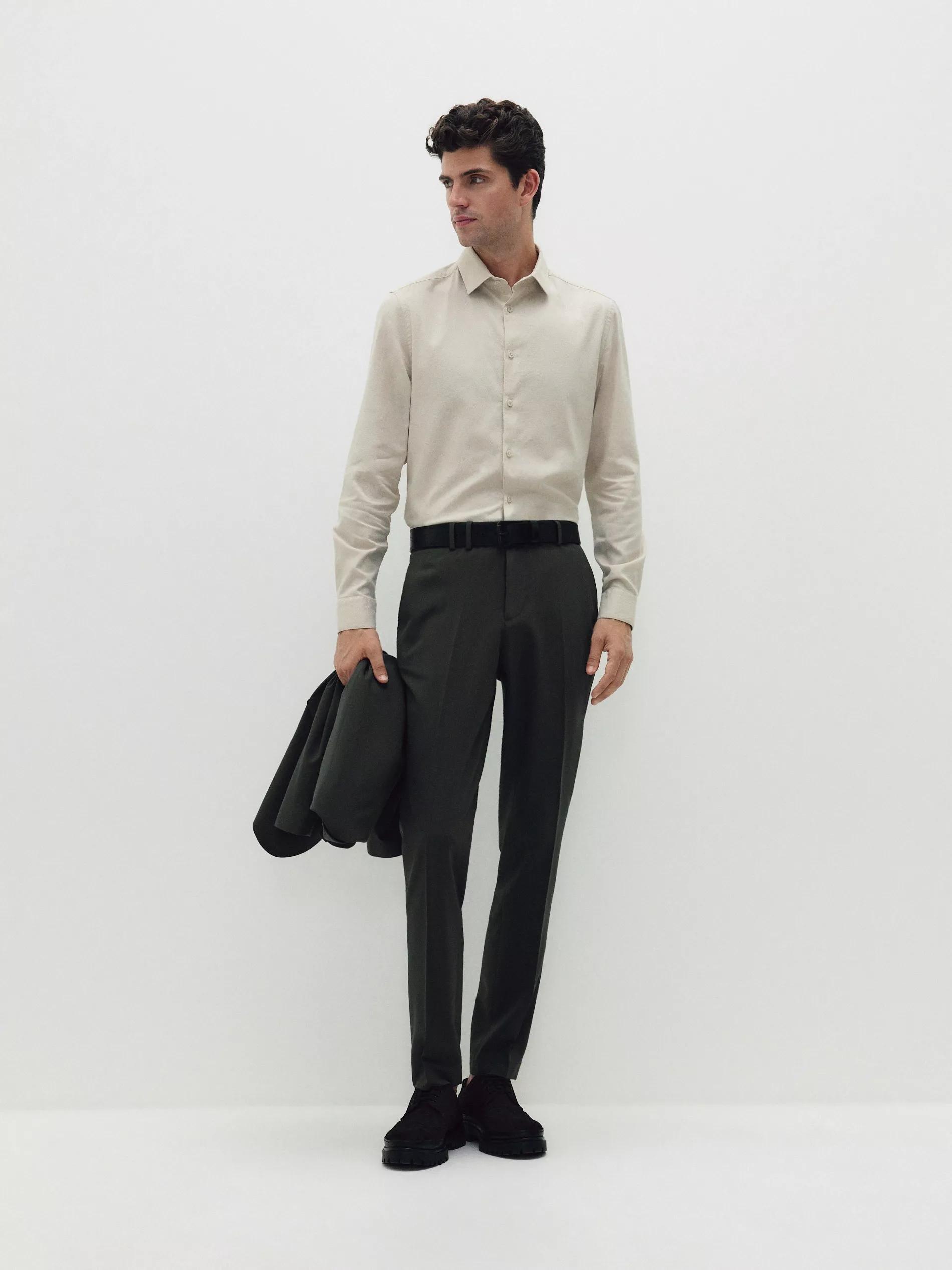 Beige Collared Long Sleeve Shirt, , large image number 1