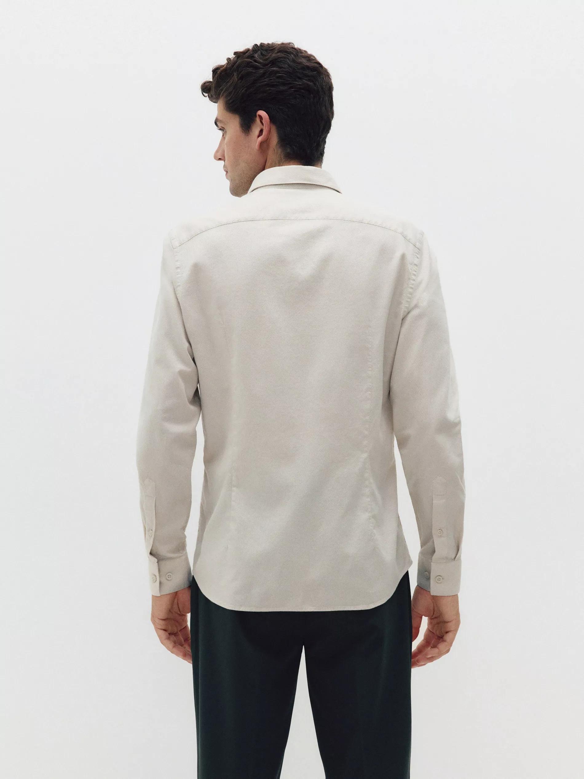 Beige Collared Long Sleeve Shirt, , large image number 3