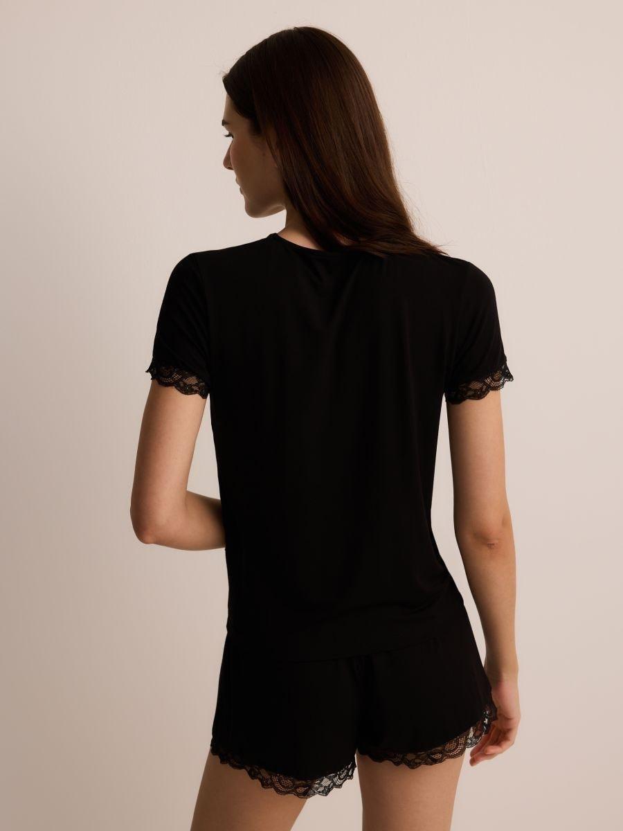 Black Two-Piece Pajamas With High Viscose Content, , large image number 1