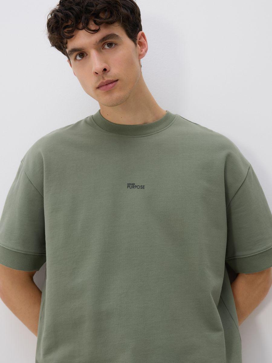 Green Boxy-Fit T-Shirt With Print, , large image number 0