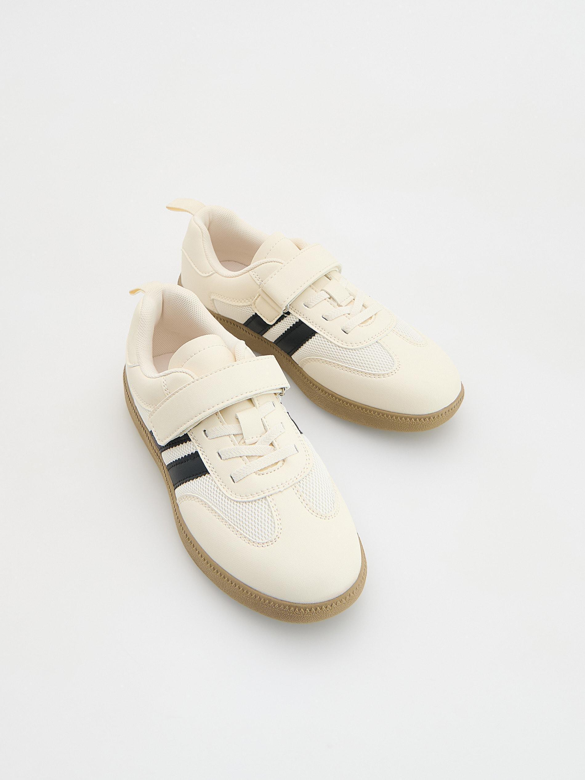 White Shoes With Velcro Fasteners, Ivory, large image number 1