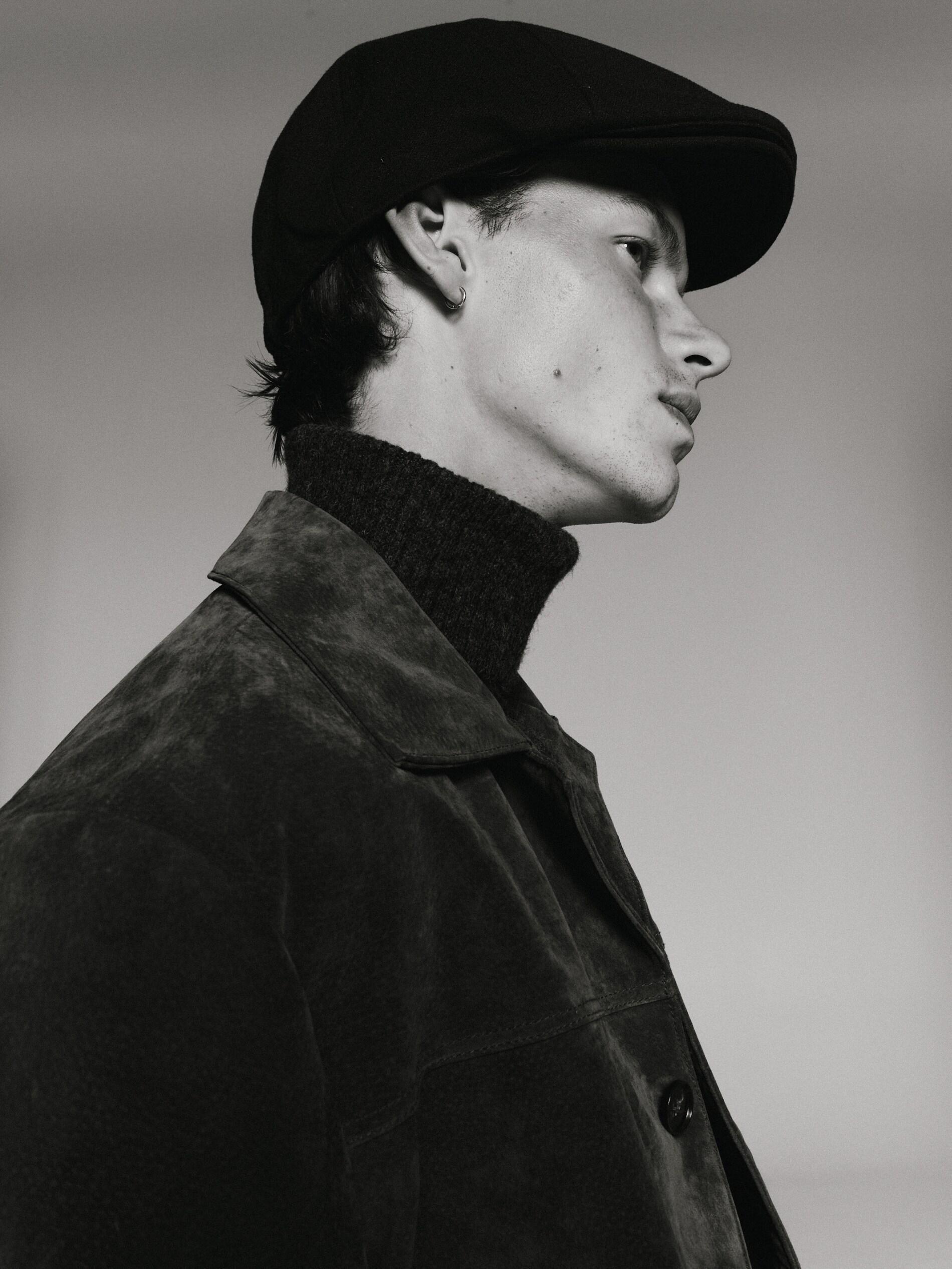 Black Smooth Flat Cap, Black, large image number 1