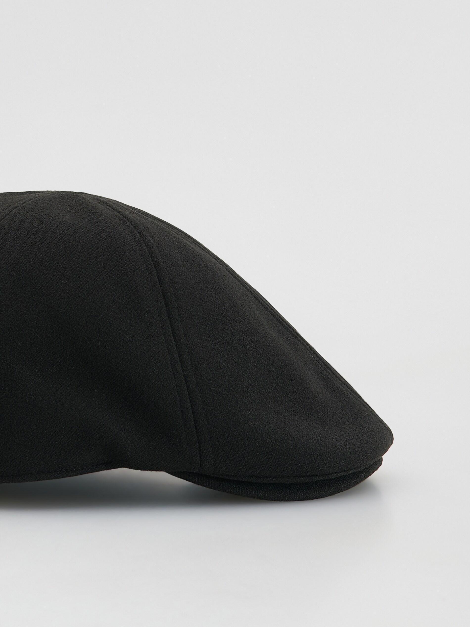 Black Smooth Flat Cap, Black, large image number 2