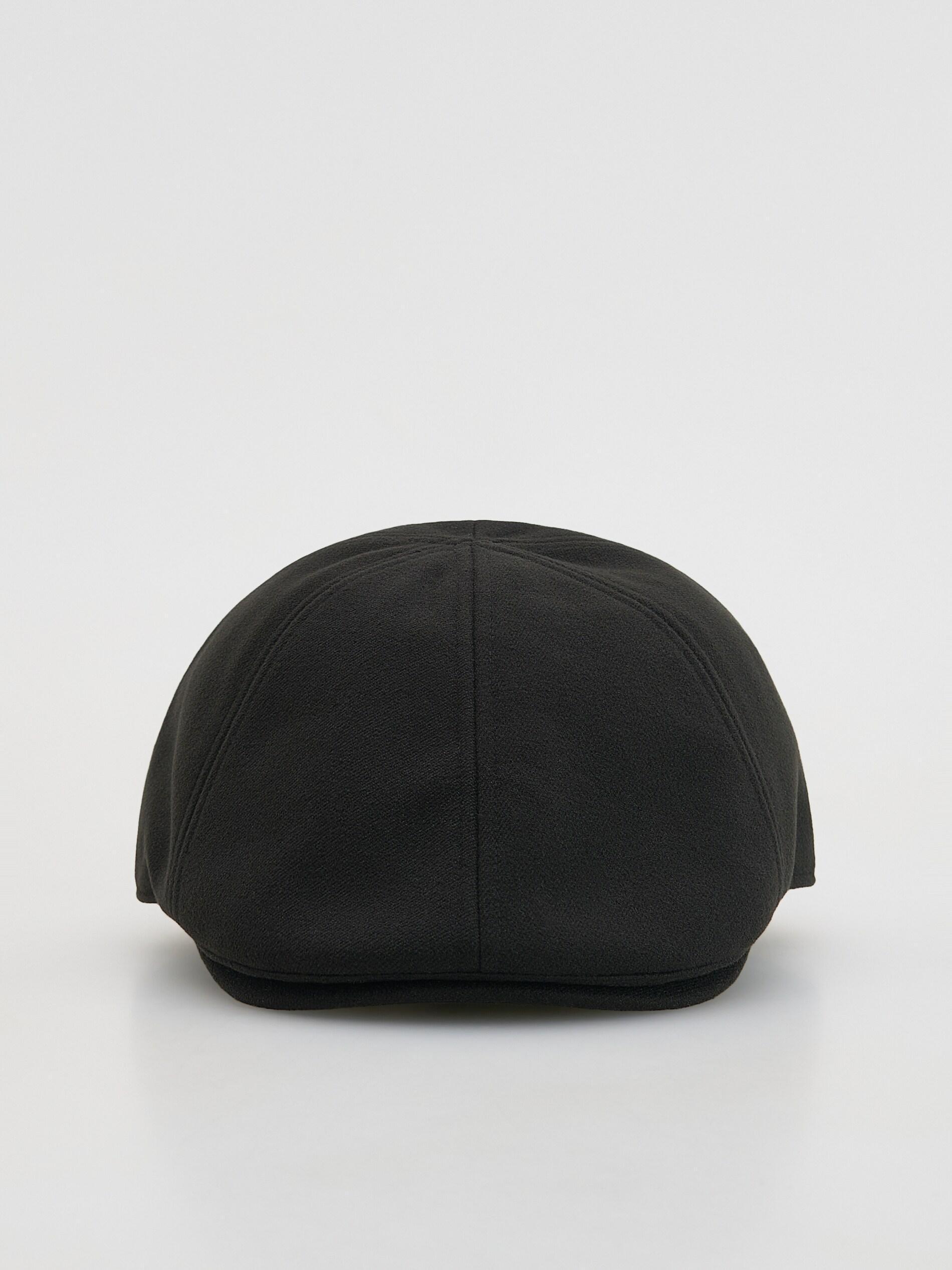 Black Smooth Flat Cap, Black, large image number 3